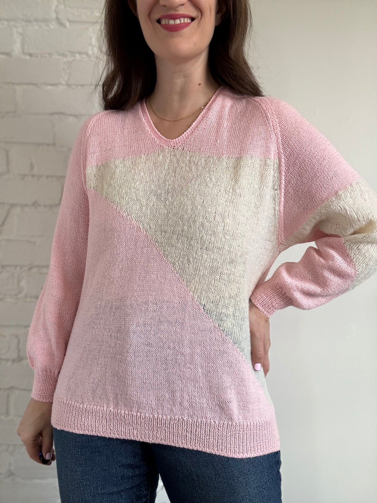 Pink Pastel Knit Sweater - Sz. L
