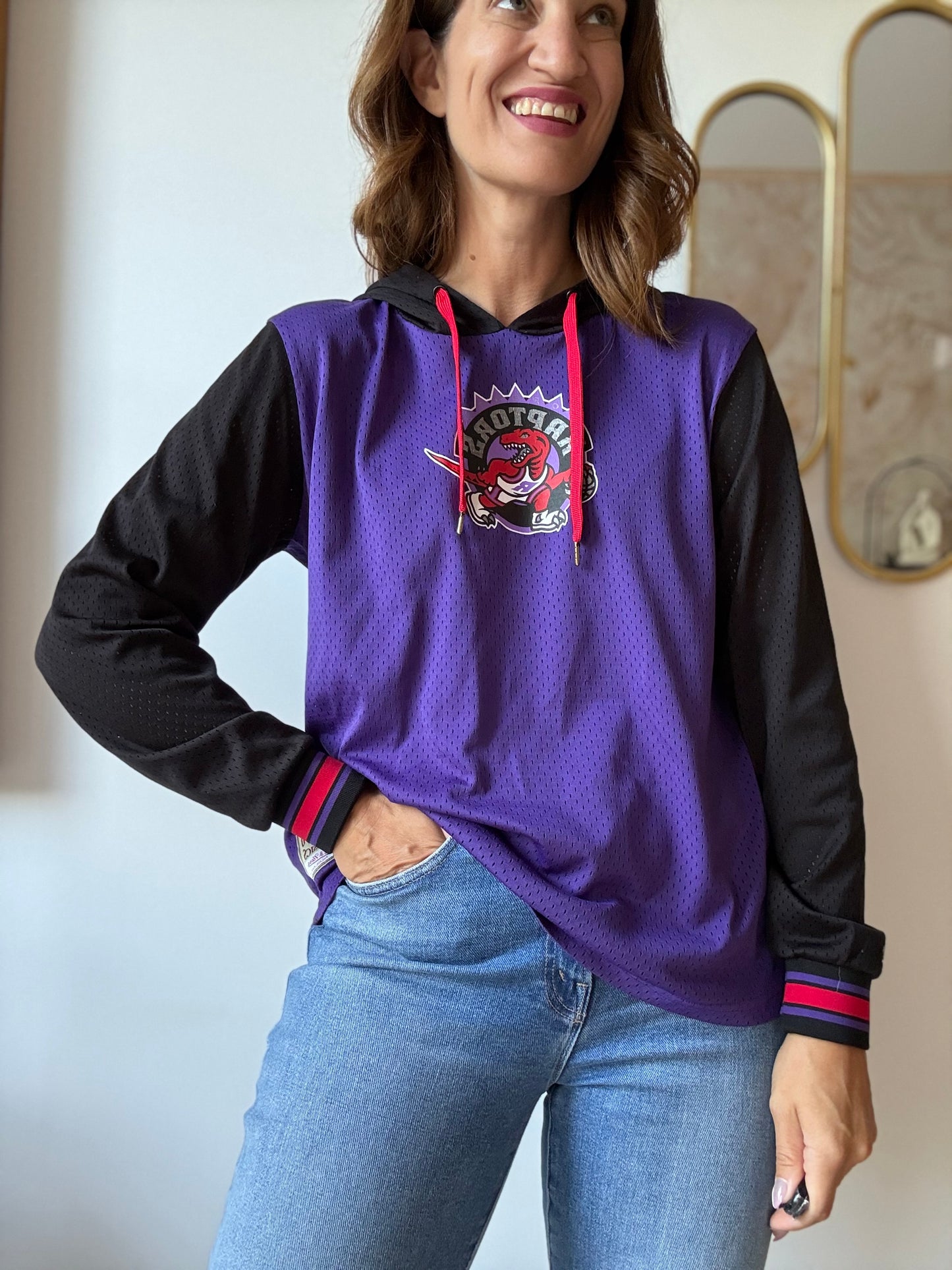 Raptors Harwood Buzzer Beater Mesh Hoodie - Size L (Womens)