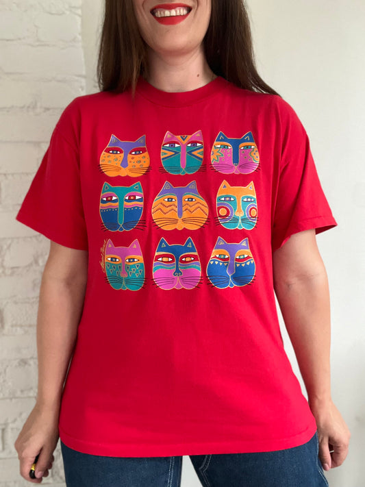 90s Laurel Burch Cat Lovers T-Shirt - Size L