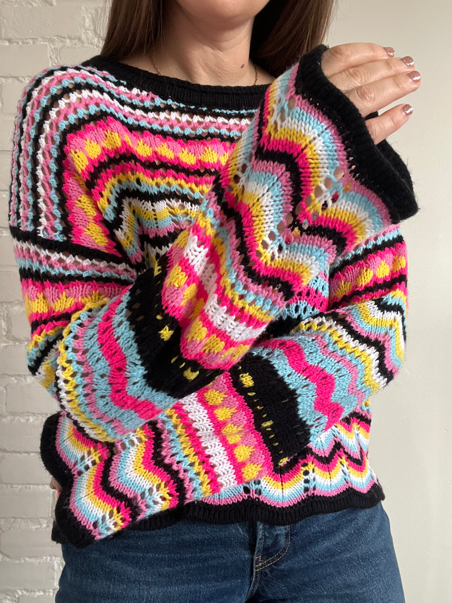 Loose Rainbow Knitted Sweater - M/L