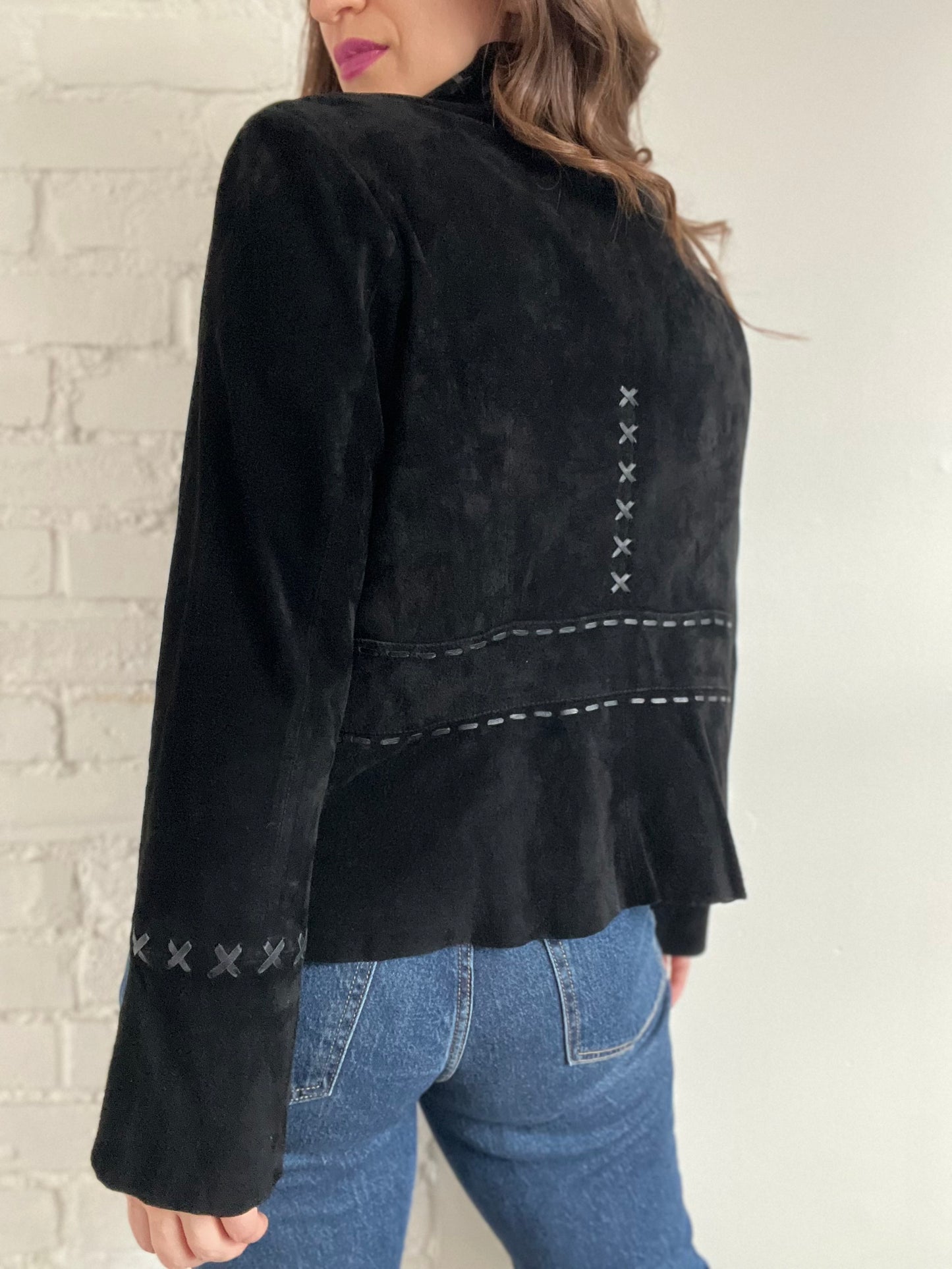 Western Black Suede Jacket - L