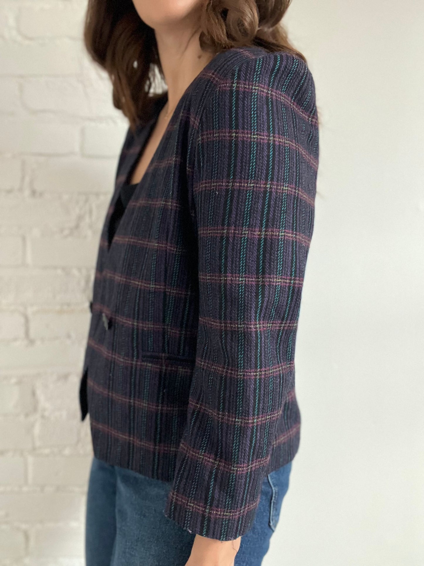 Preppy Vintage Plaid Blazer - M/L