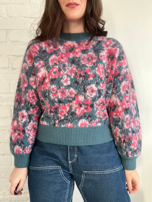 Floral Contrast Sweater - Size M