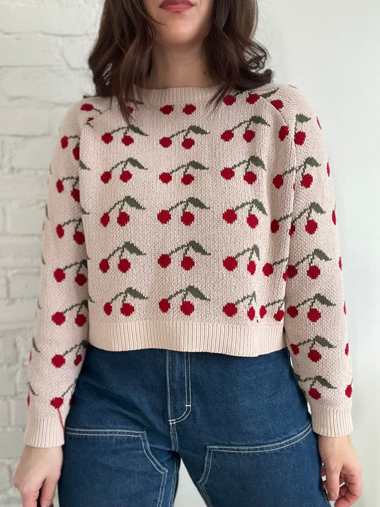 Cropped Cherries Knit  - Size L/XL
