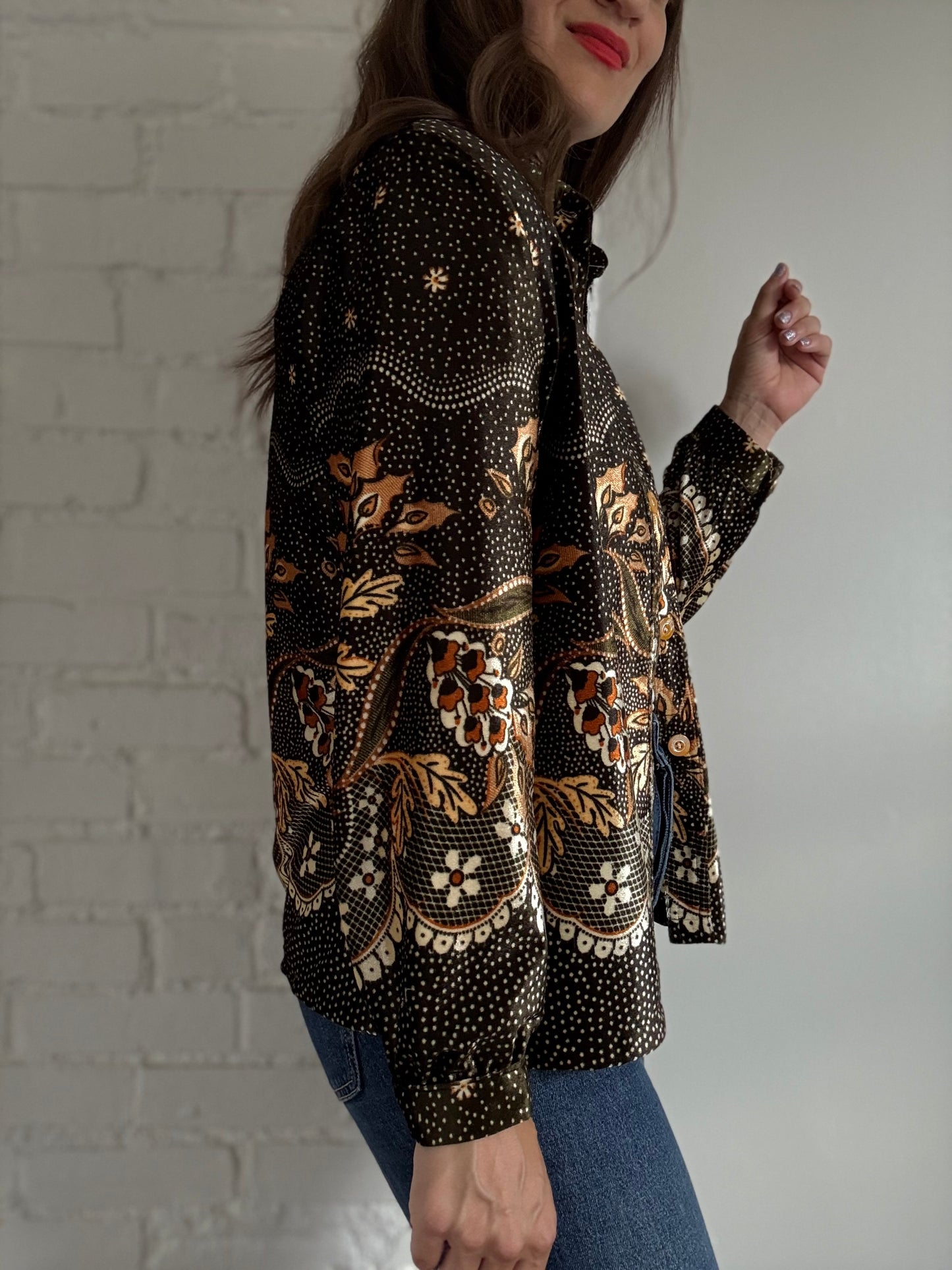 Green Velvet Nature Cardigan - Size L
