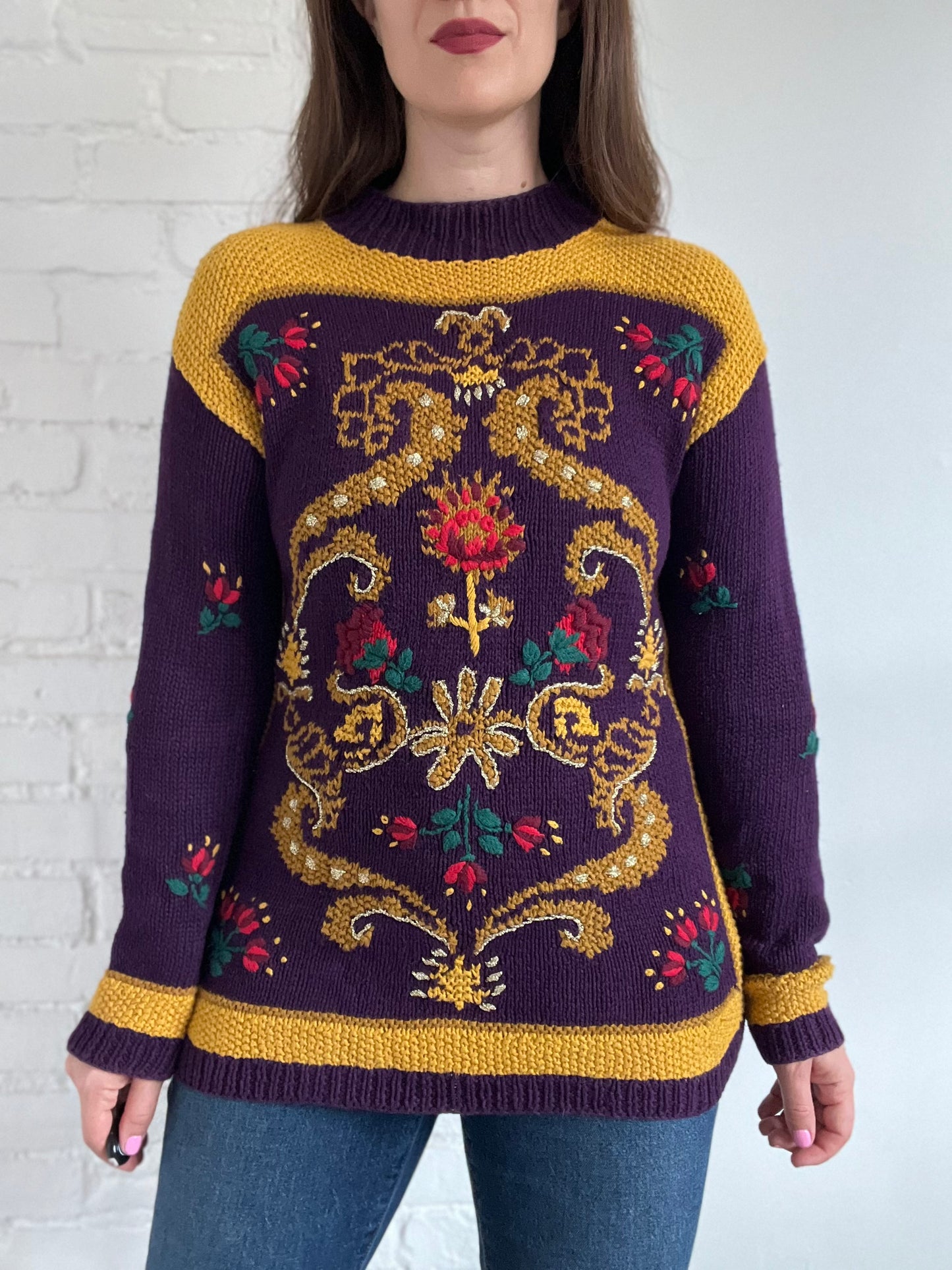 Multicoloured Hand-Knit Sweater - M