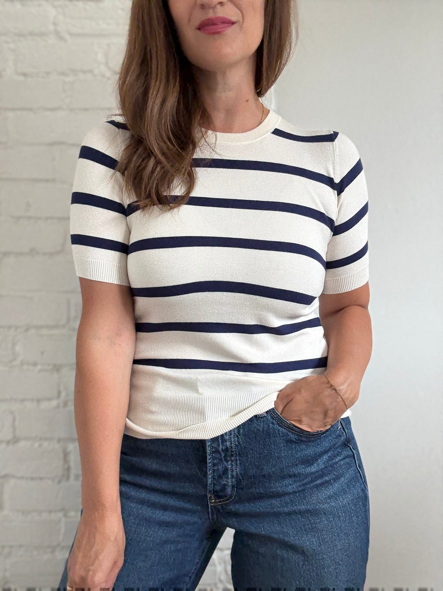 Striped Knit Top - Size S