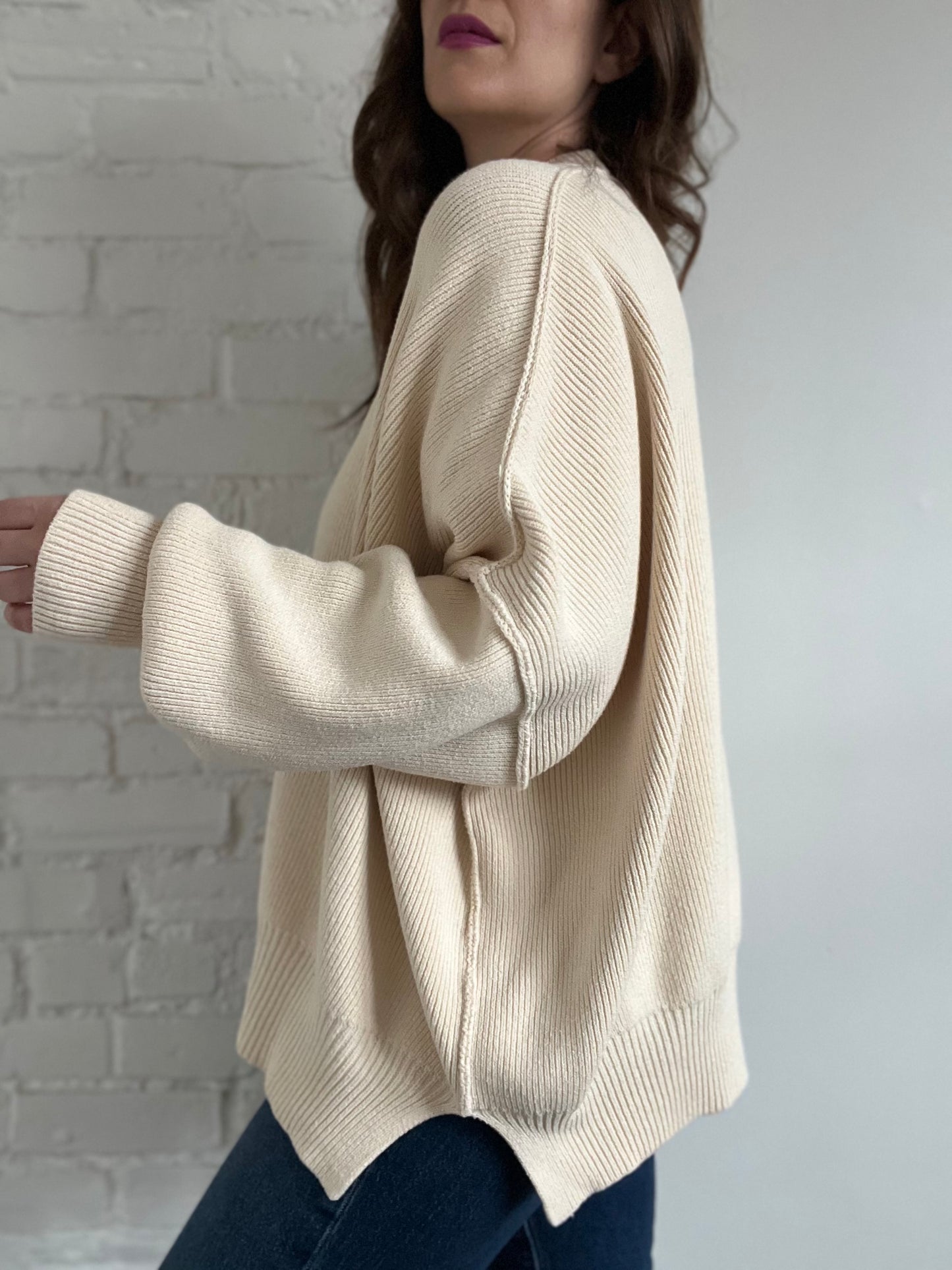 Free People Oversized Knit Sweater - M