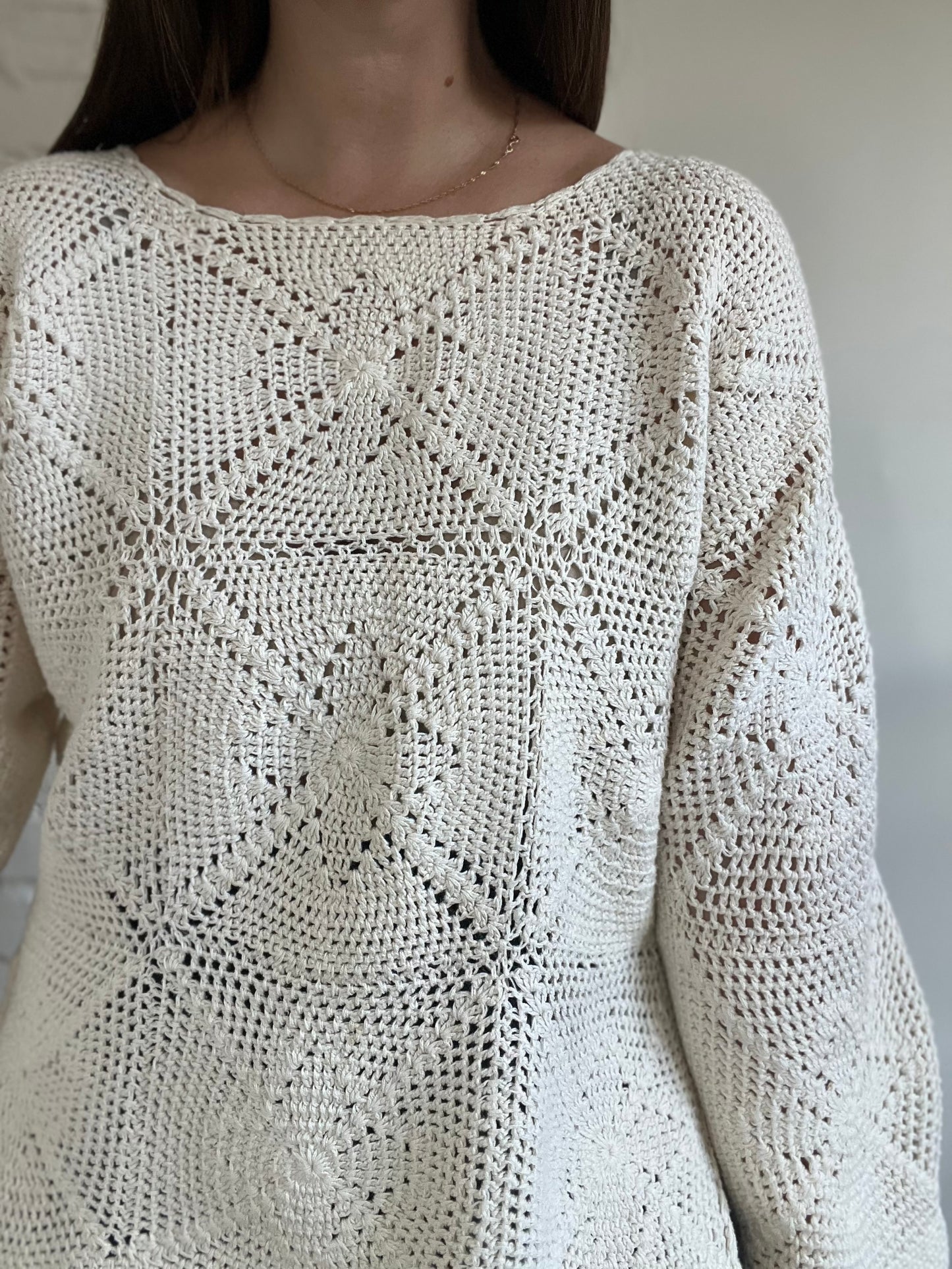 Vintage Ivory Knit Sweater - M/L