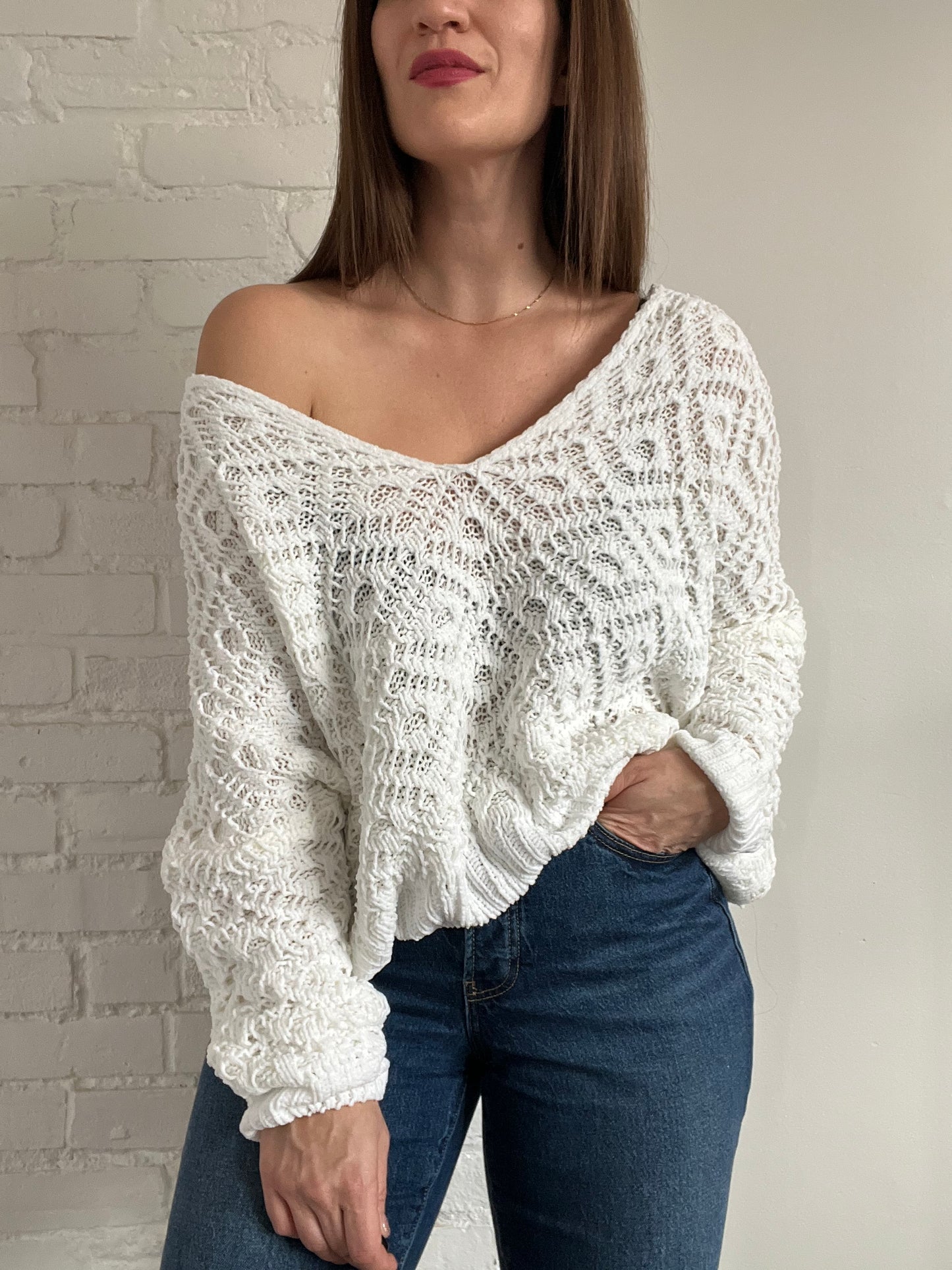 Chenille Chunky Sweater - L