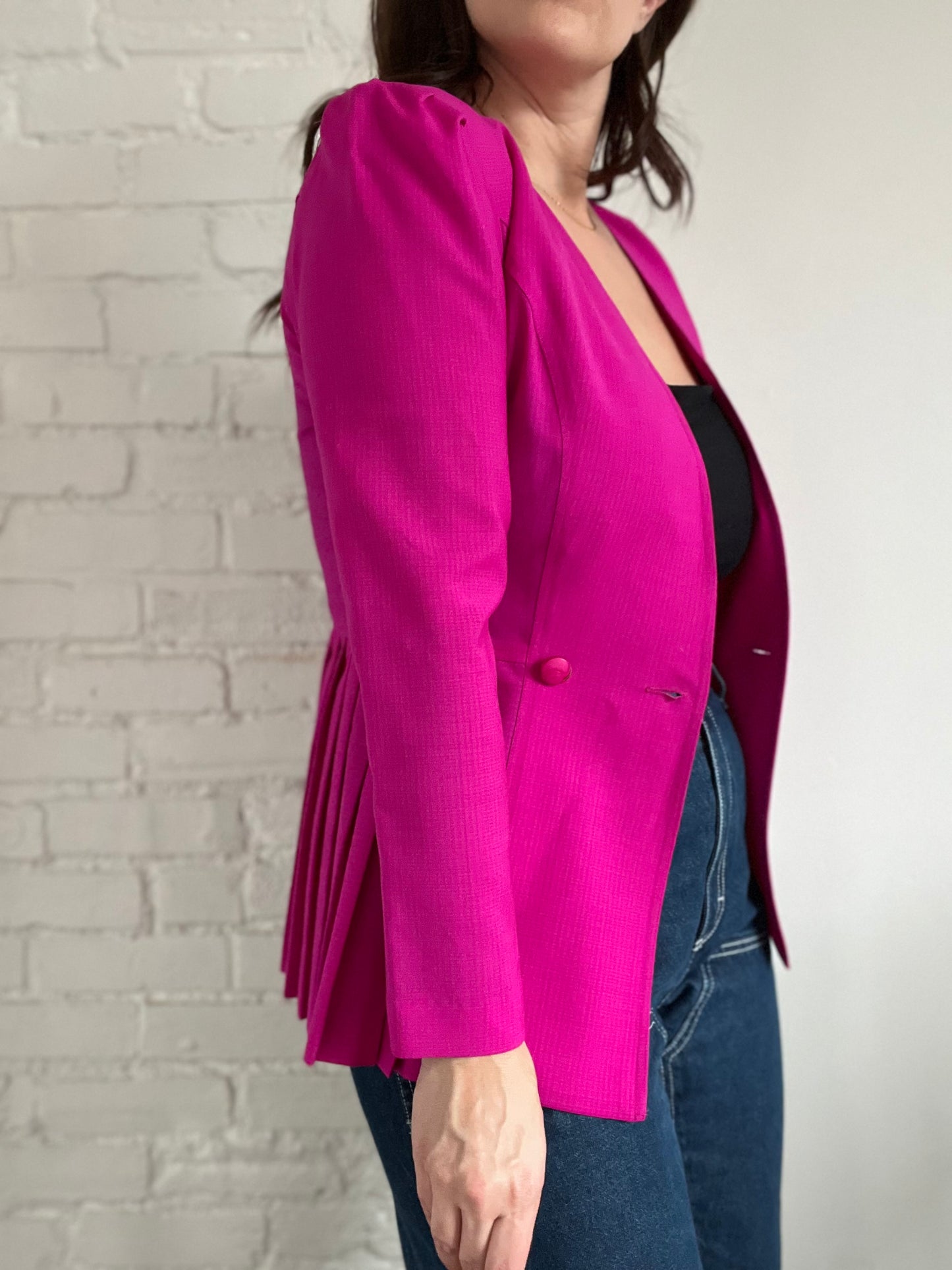 Pink Pleated Blazer - Size S