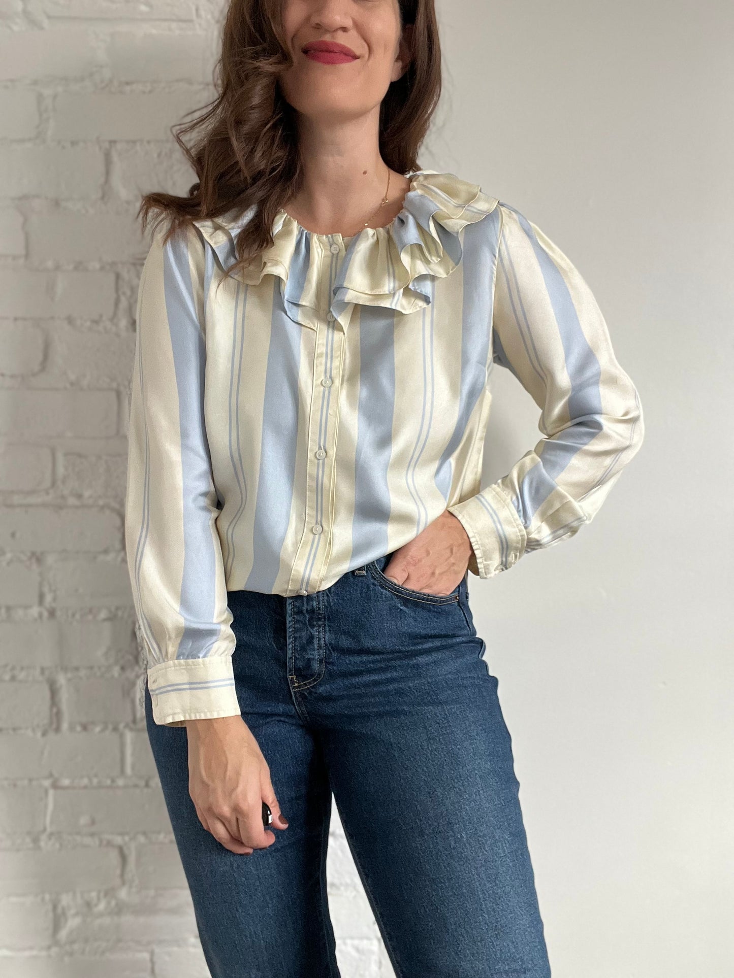 JCrew Collection Ruffle-Collar Silk Top - M