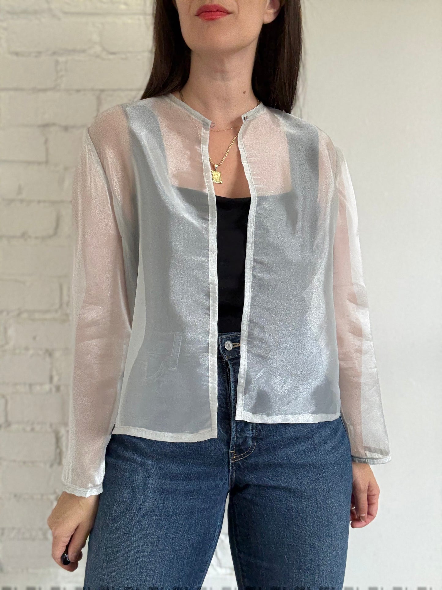 Diamond Silver Mesh Cardigan - Size L