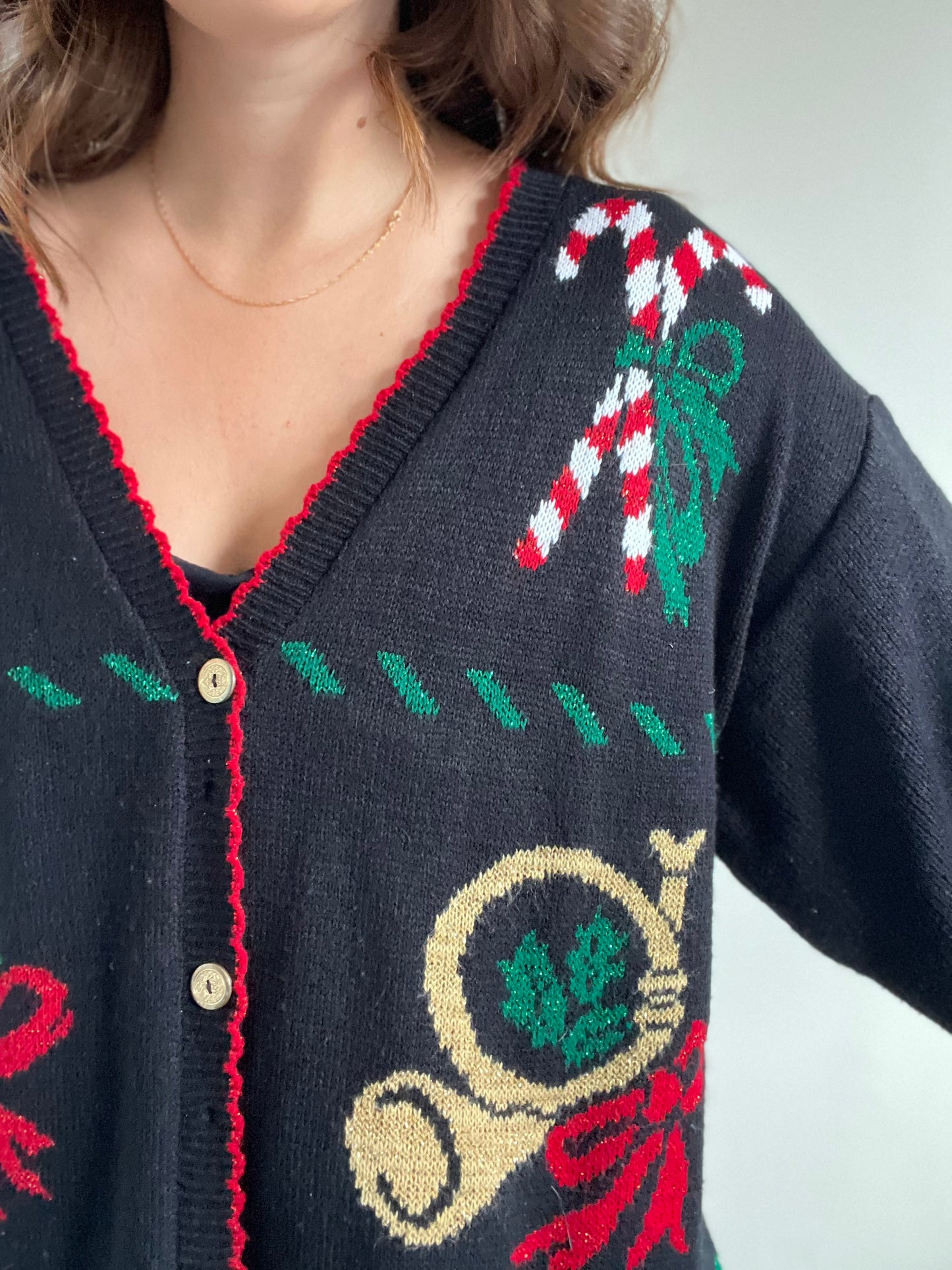 Long Festive Metallic Cardigan - 1X
