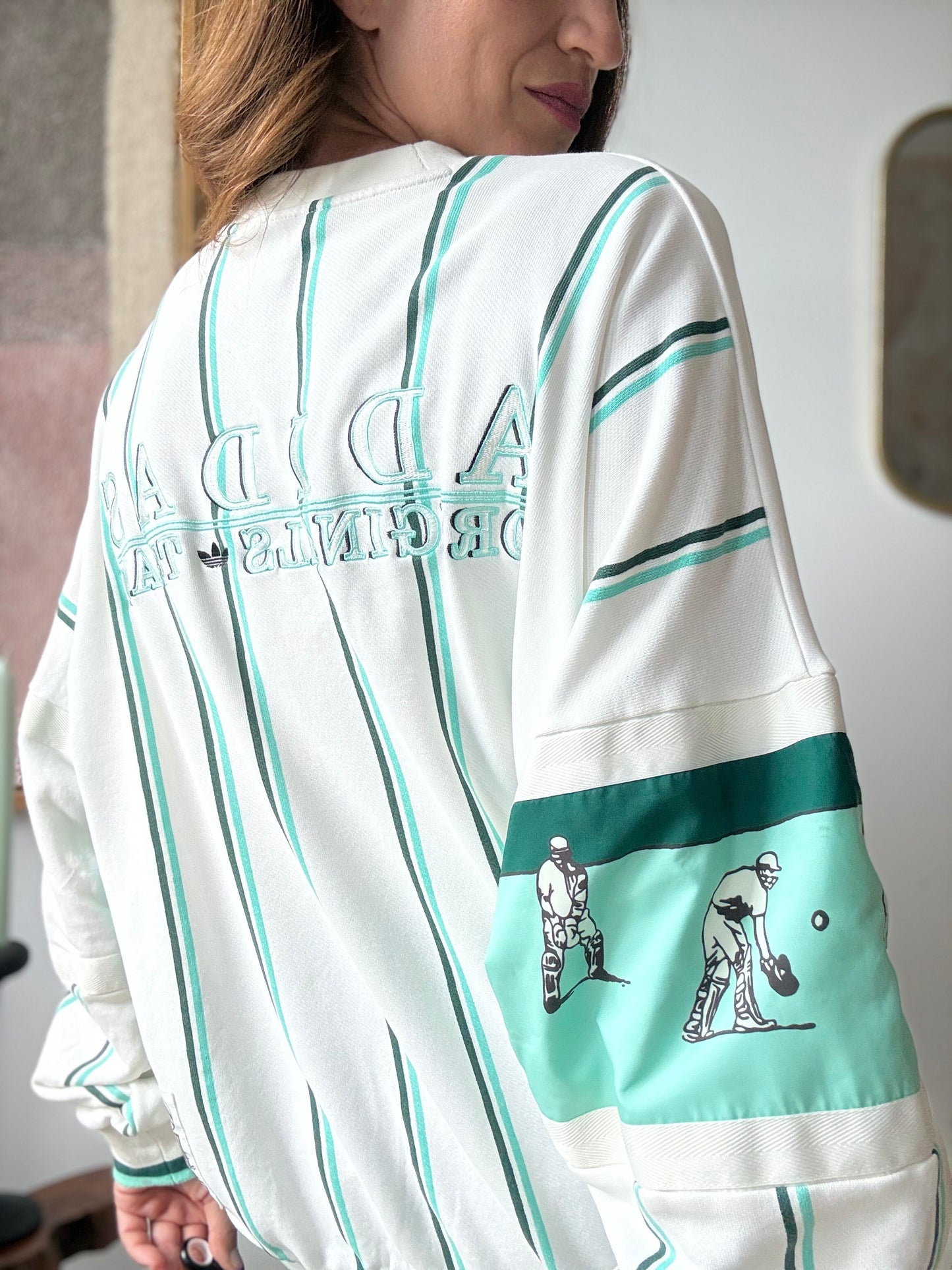 Retro Adidas Cricket Crew Sweatshirt - Size Large