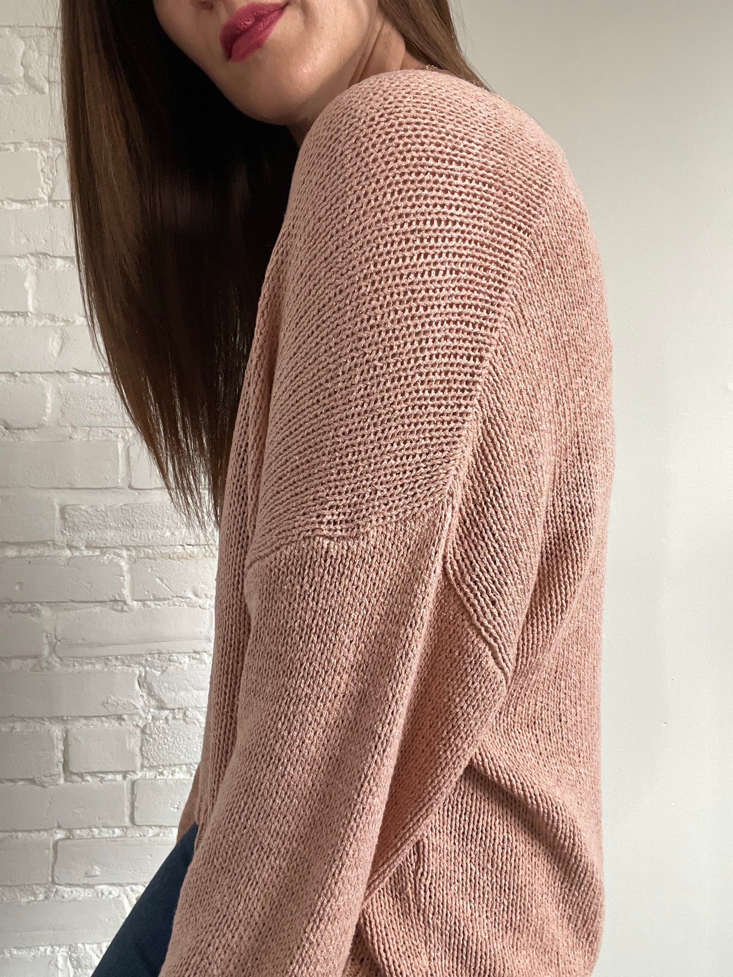 Cotton Blush Knit Sweater - L