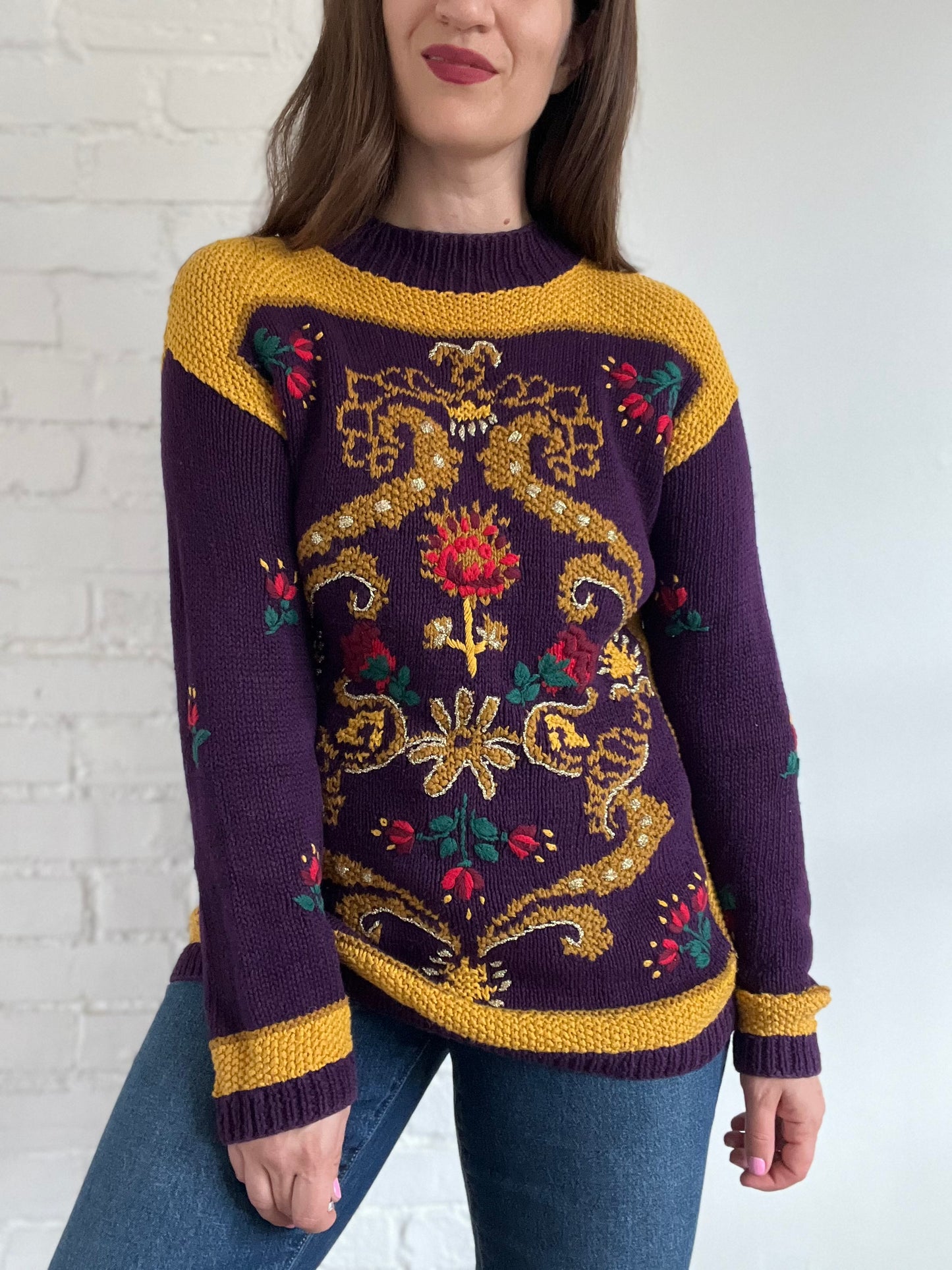 Multicoloured Hand-Knit Sweater - M