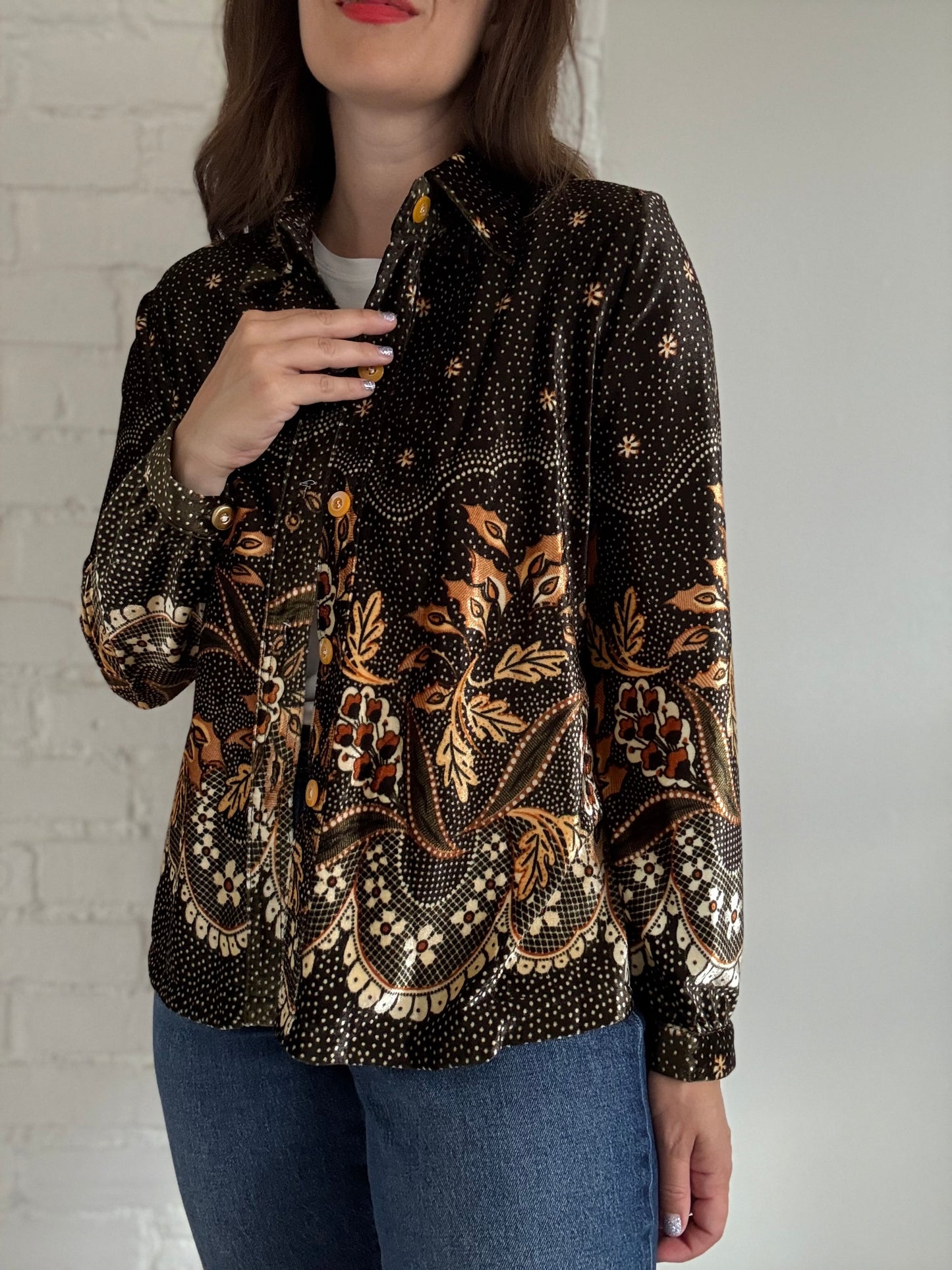 Green Velvet Nature Cardigan - Size L