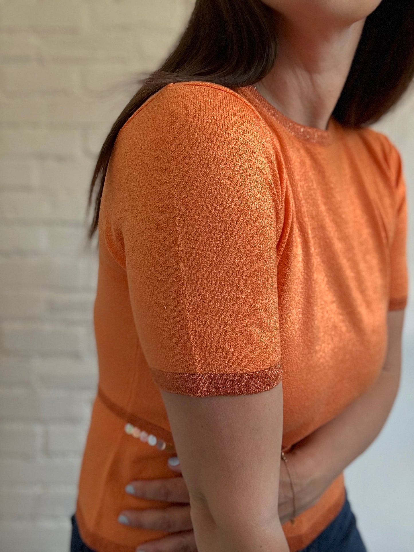 Orange Metallic Disco T-Shirt - Size M