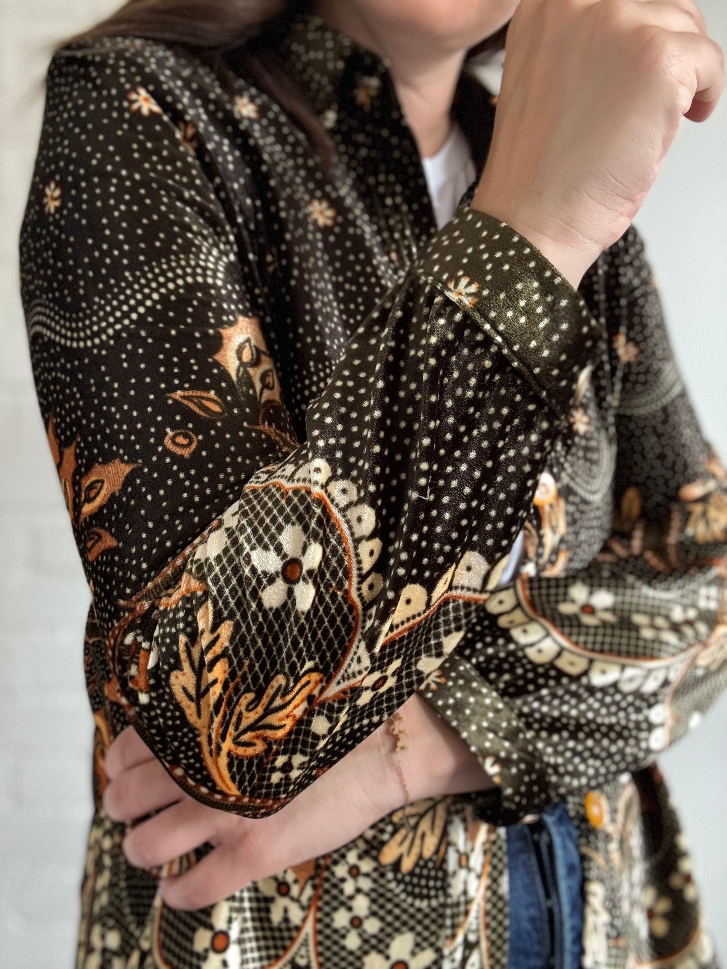 Green Velvet Nature Cardigan - Size L