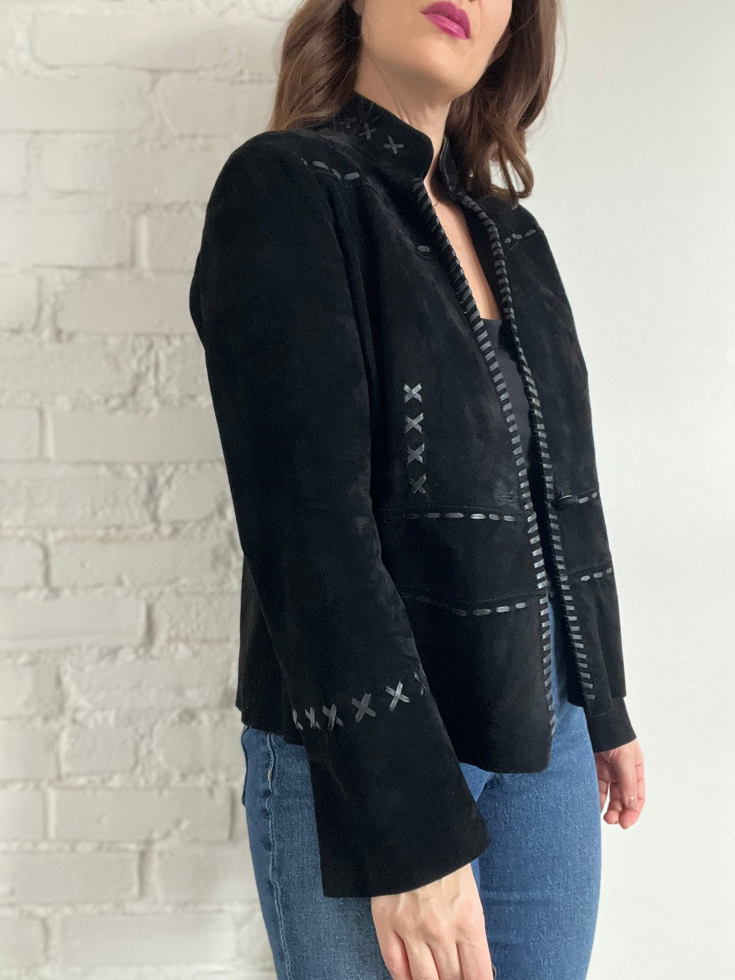 Western Black Suede Jacket - L