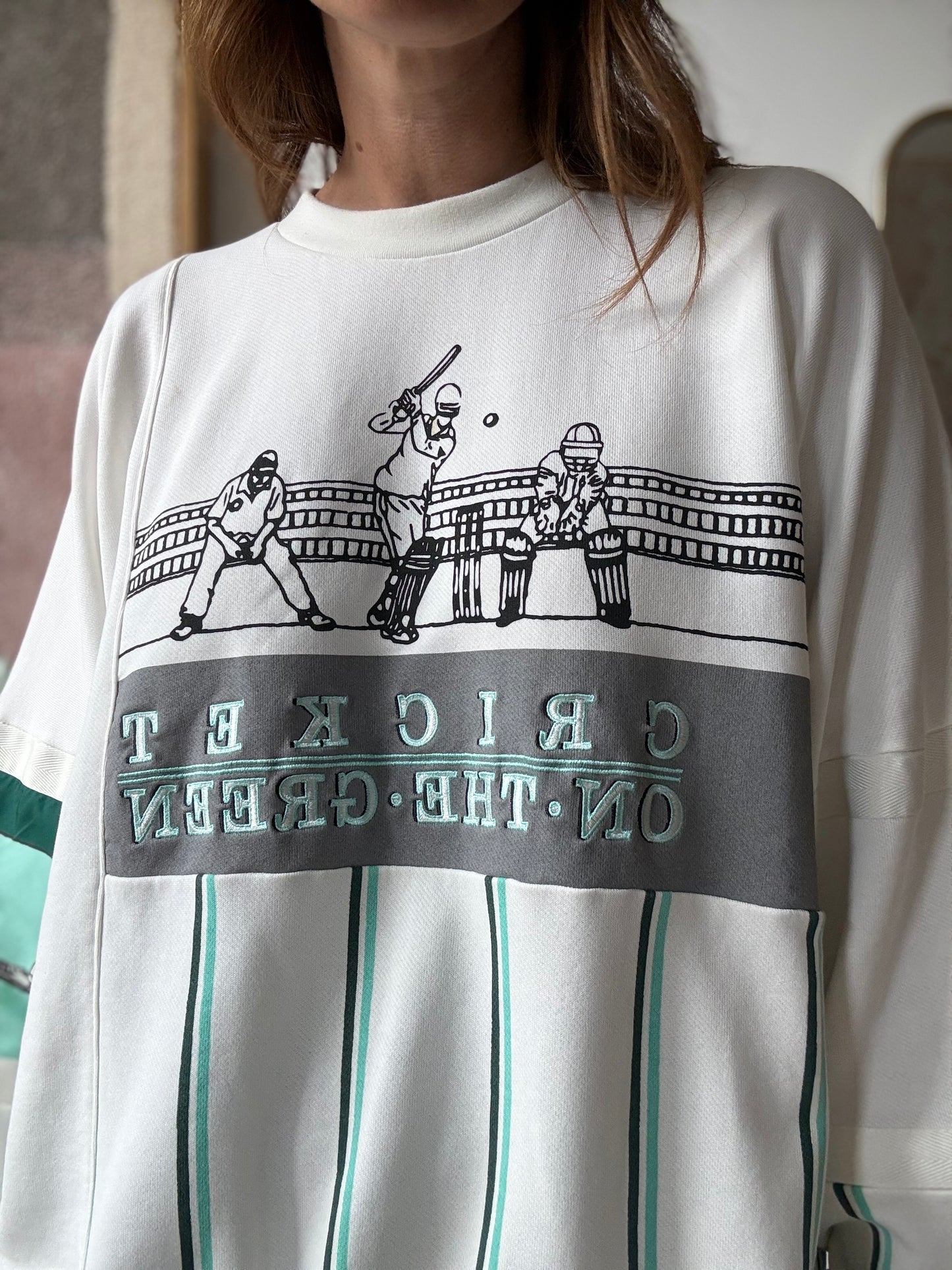 Retro Adidas Cricket Crew Sweatshirt - Size Large