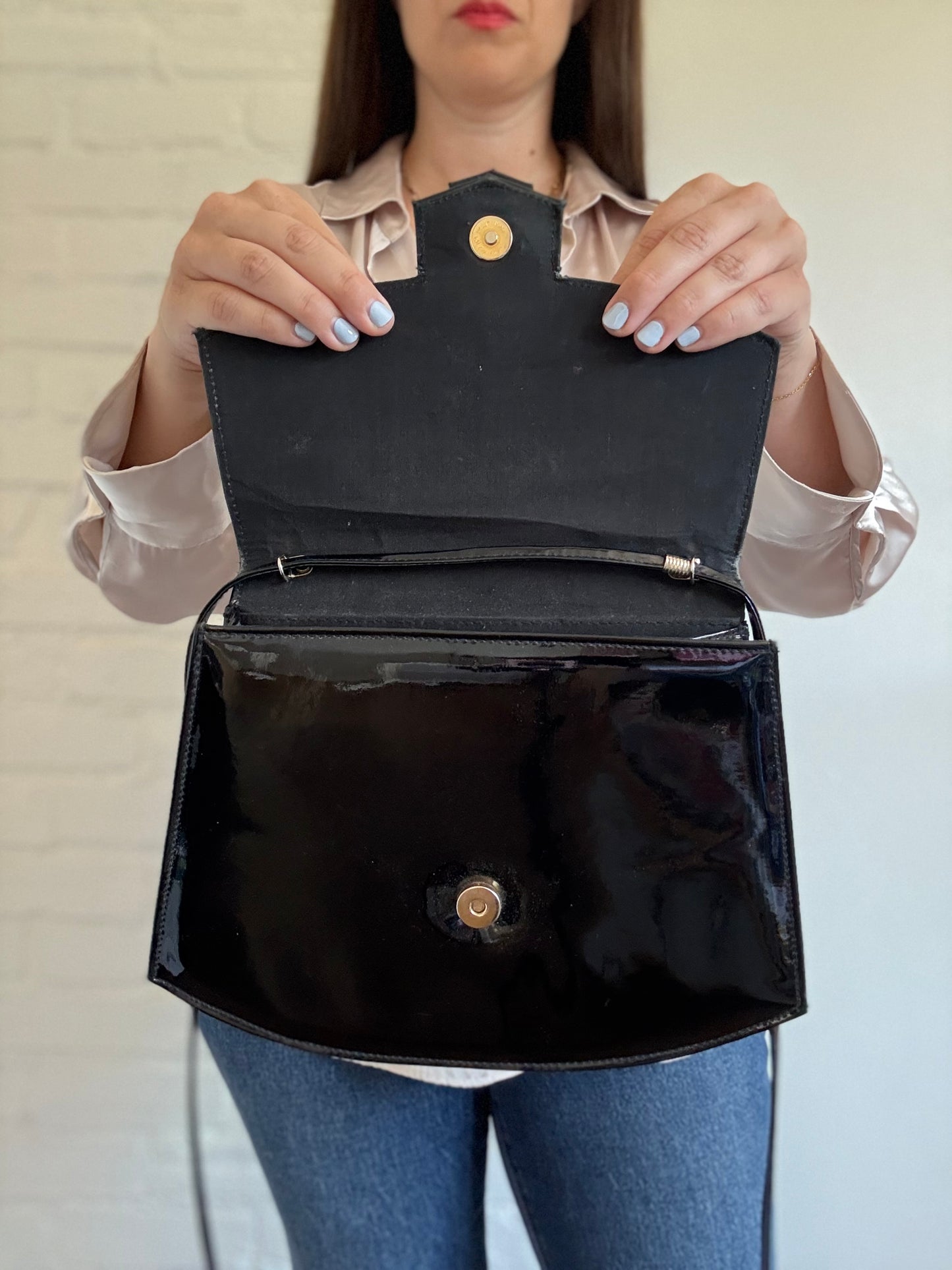 Black Patent Faux Leather Purse