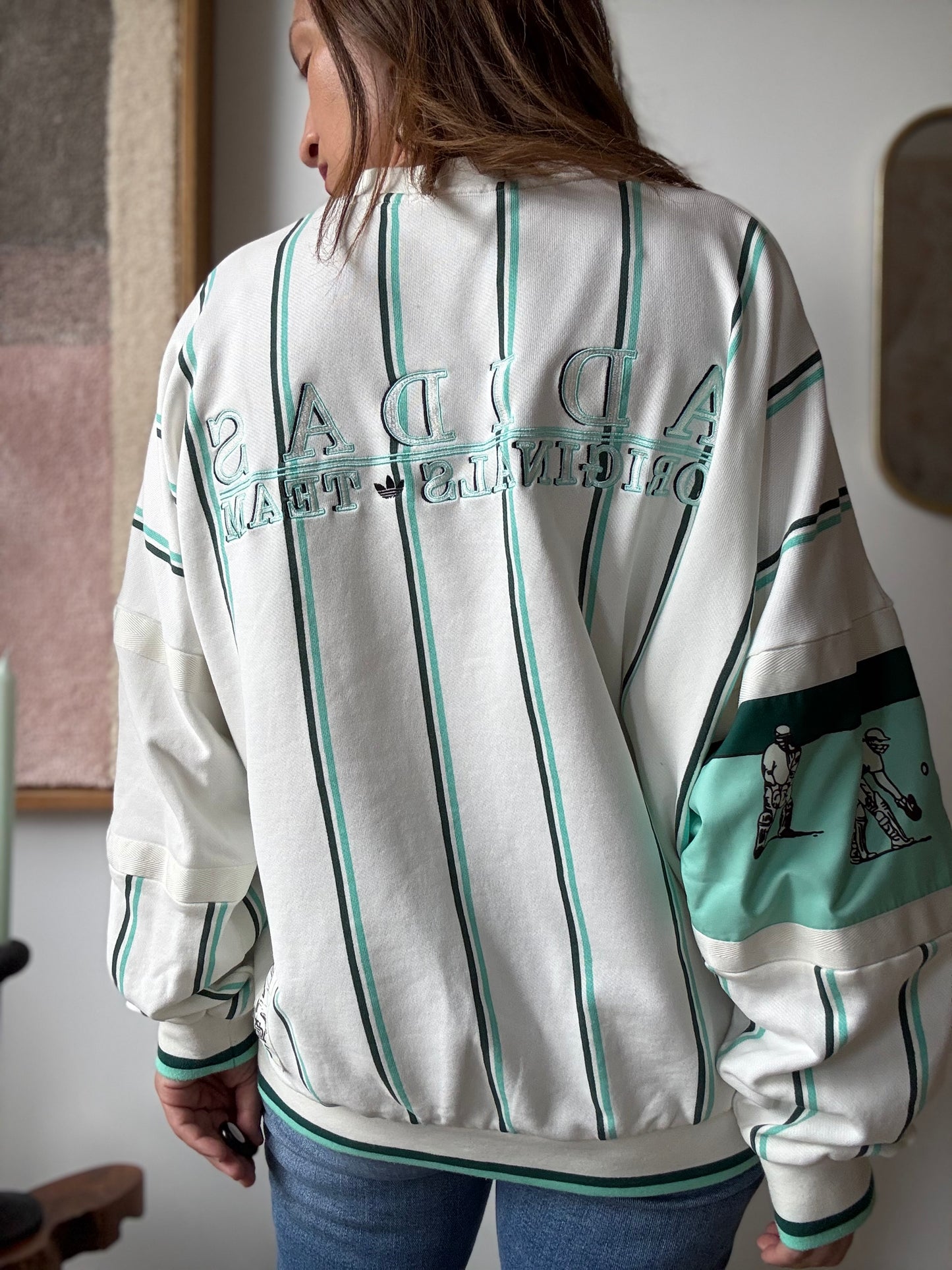 Retro Adidas Cricket Crew Sweatshirt - Size Large