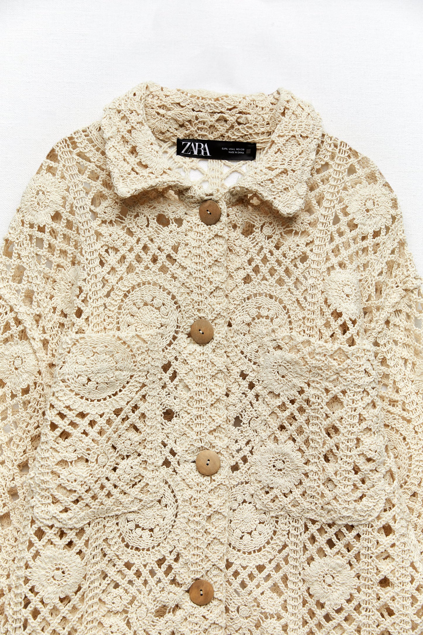 Crochet Knit Cardigan - Size S (Very Oversized)