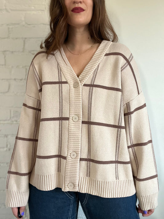 Oversized Plaid Cardigan  - S (Very Oversized)