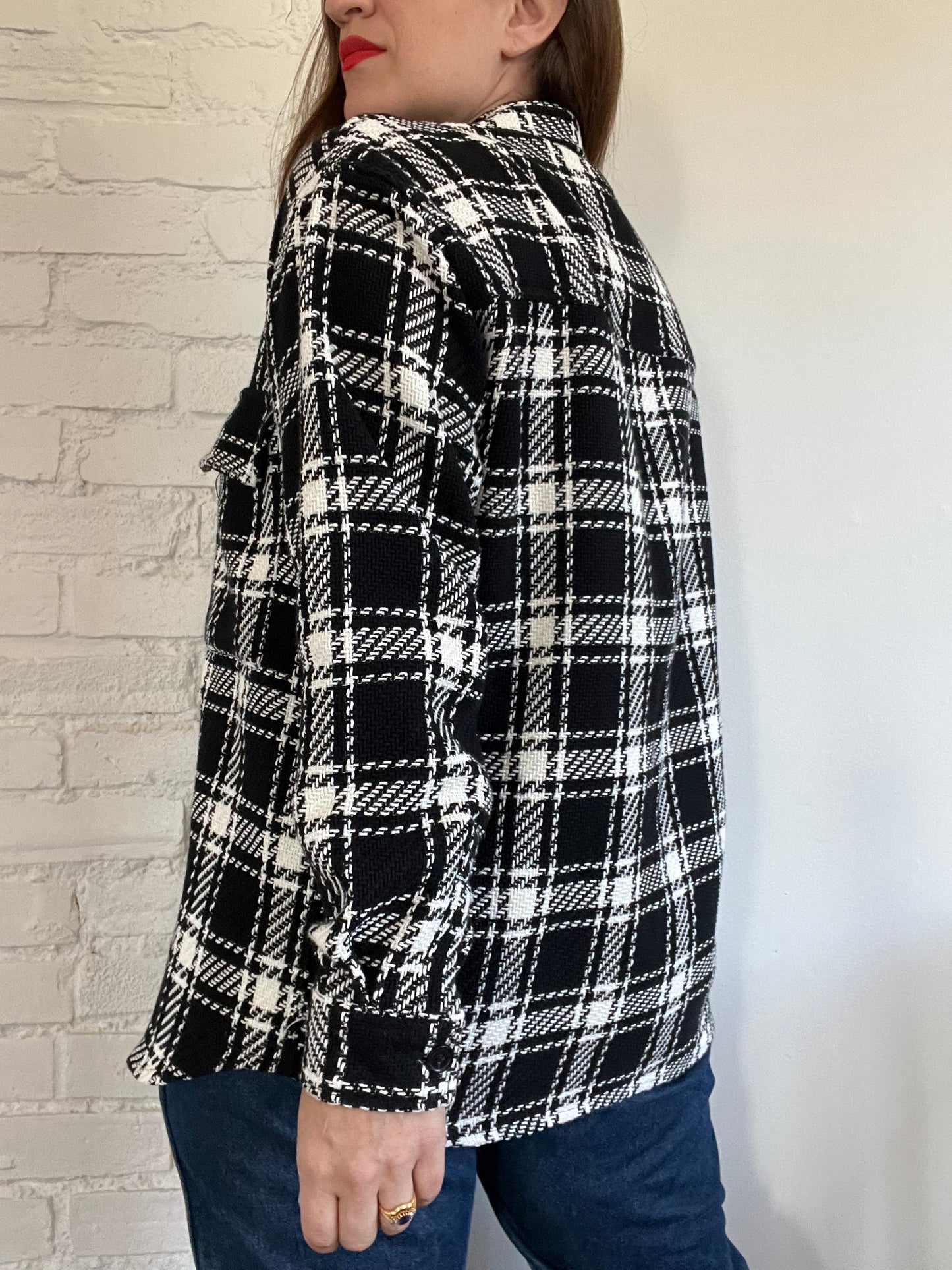 B&W Checkered Shirt Jacket - XL