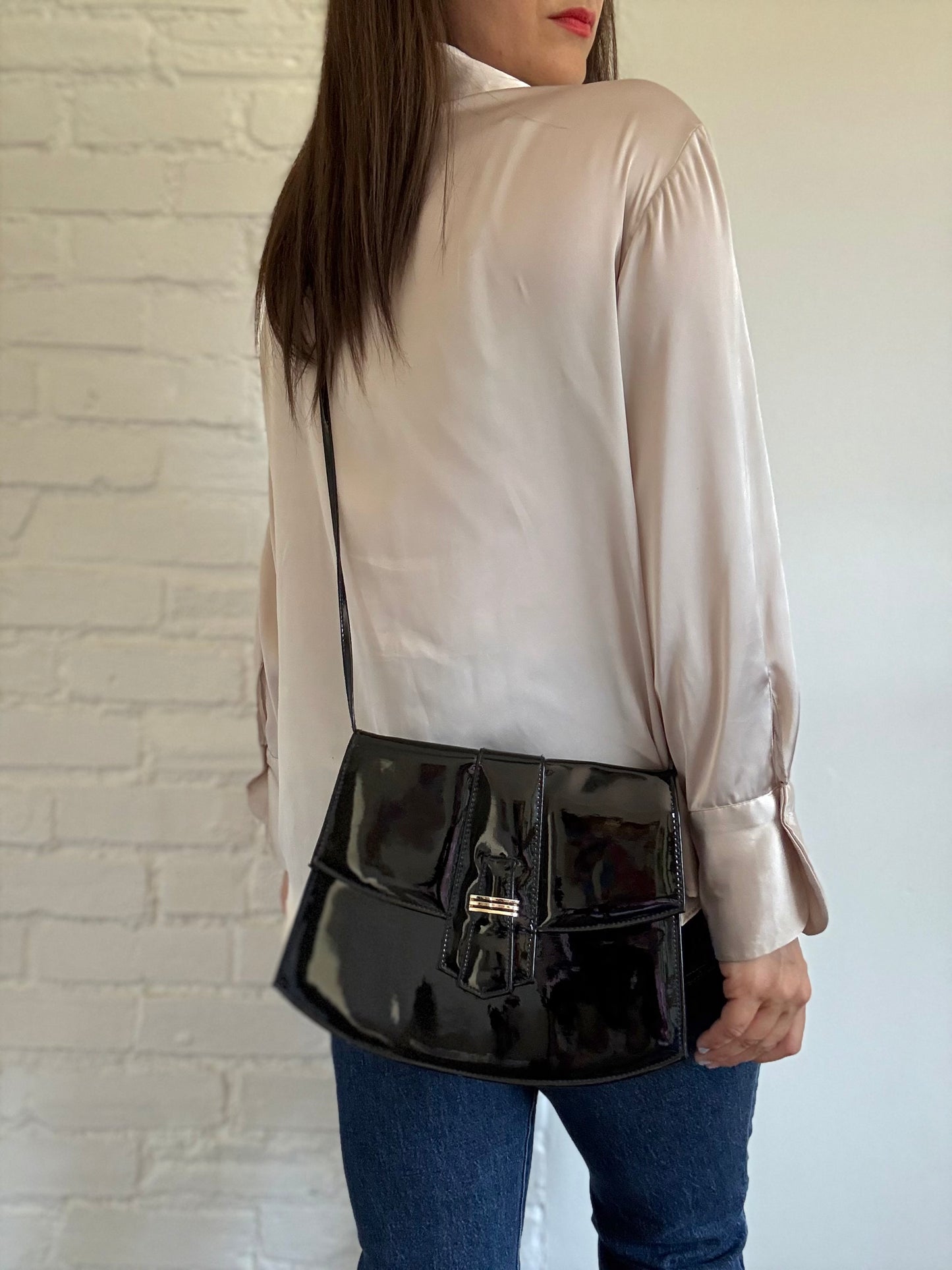 Black Patent Faux Leather Purse