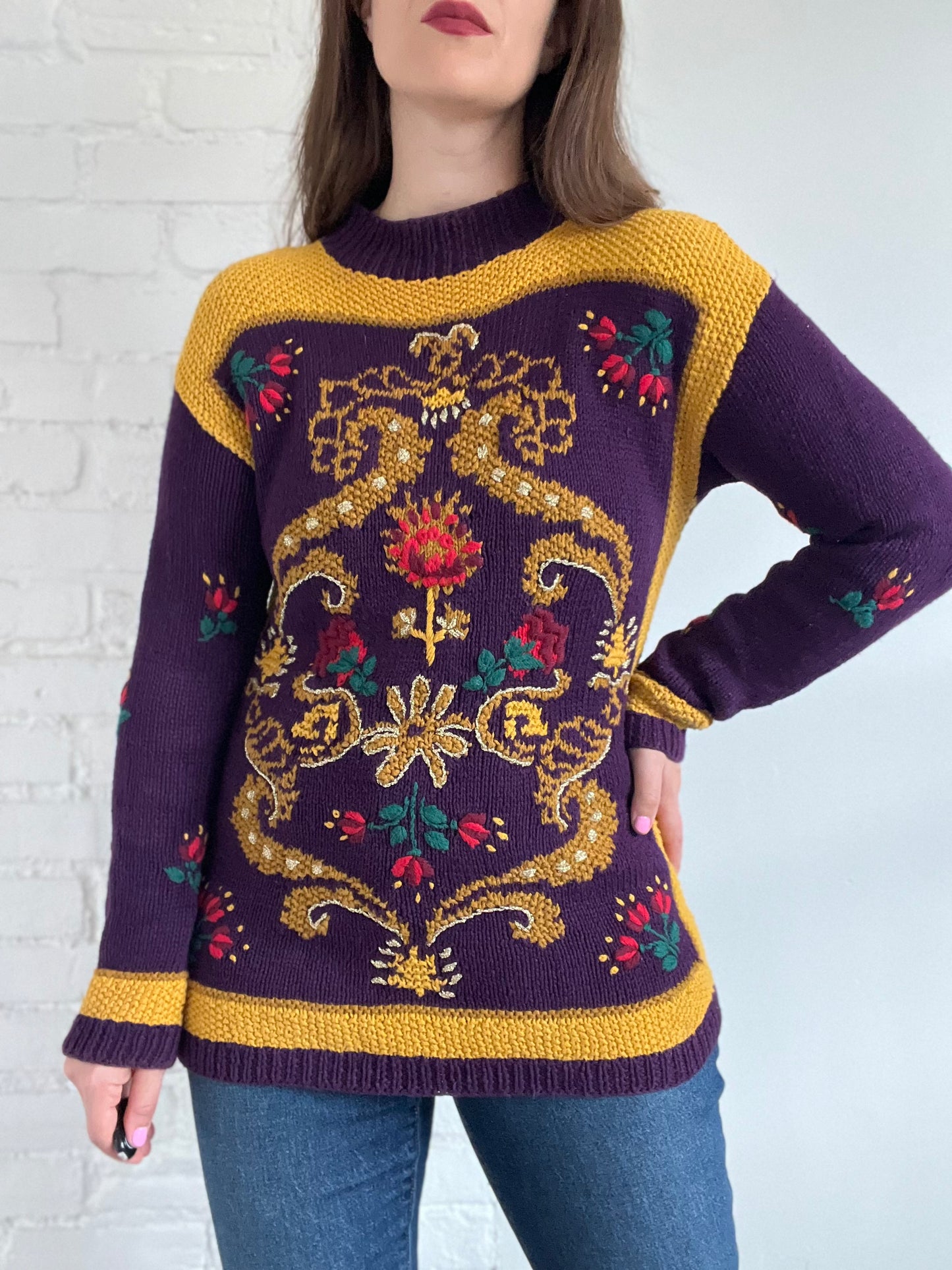 Multicoloured Hand-Knit Sweater - M