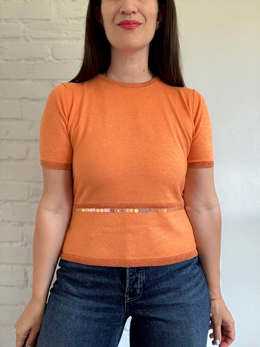 Orange Metallic Disco T-Shirt - Size M