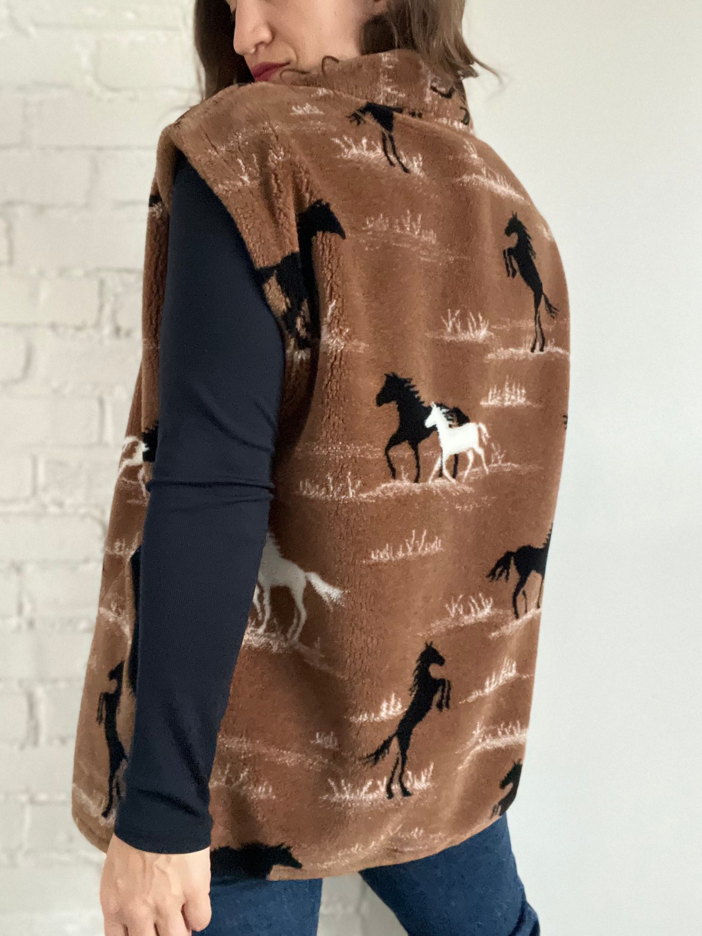 Teddy Vest with Horses - M