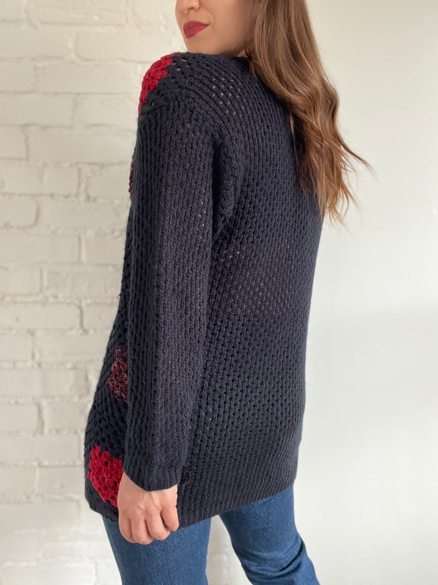 Granny Square Crochet Pullover - L