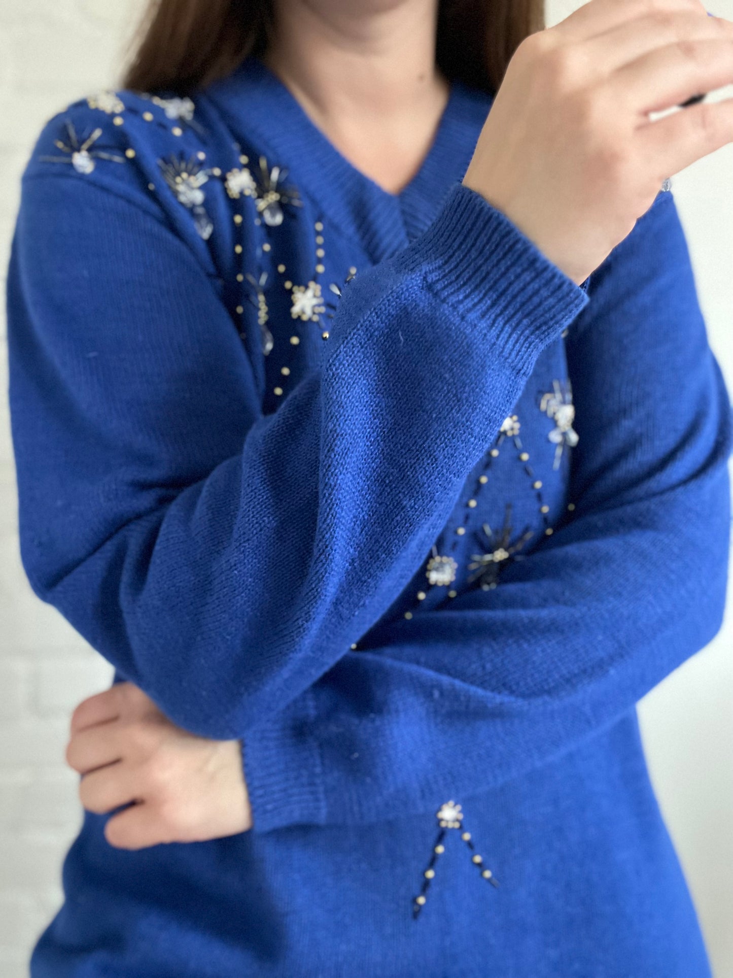 Blue Crystal Festive Knit - L