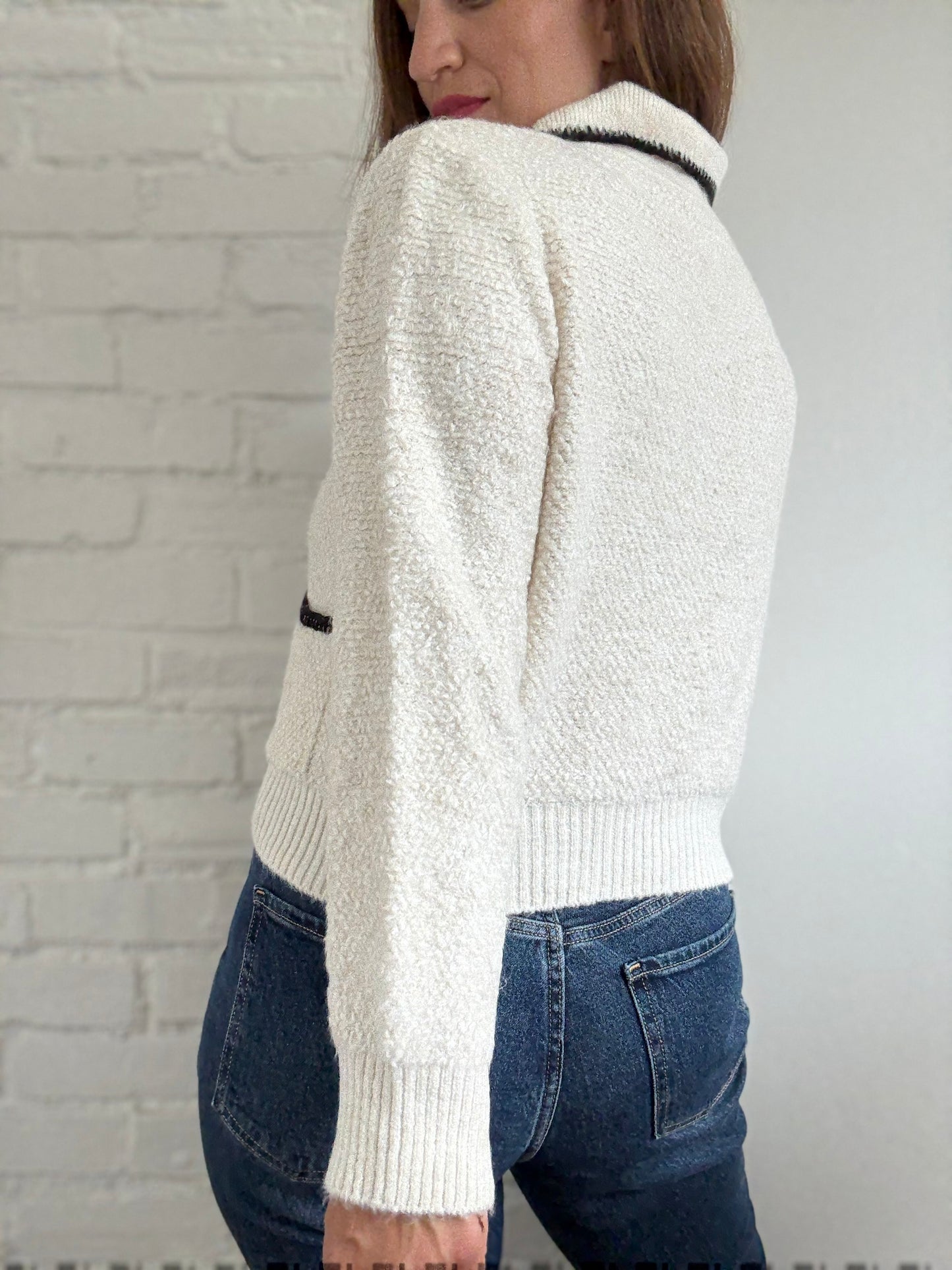 Mango Contrast Trims Sweater - Size L