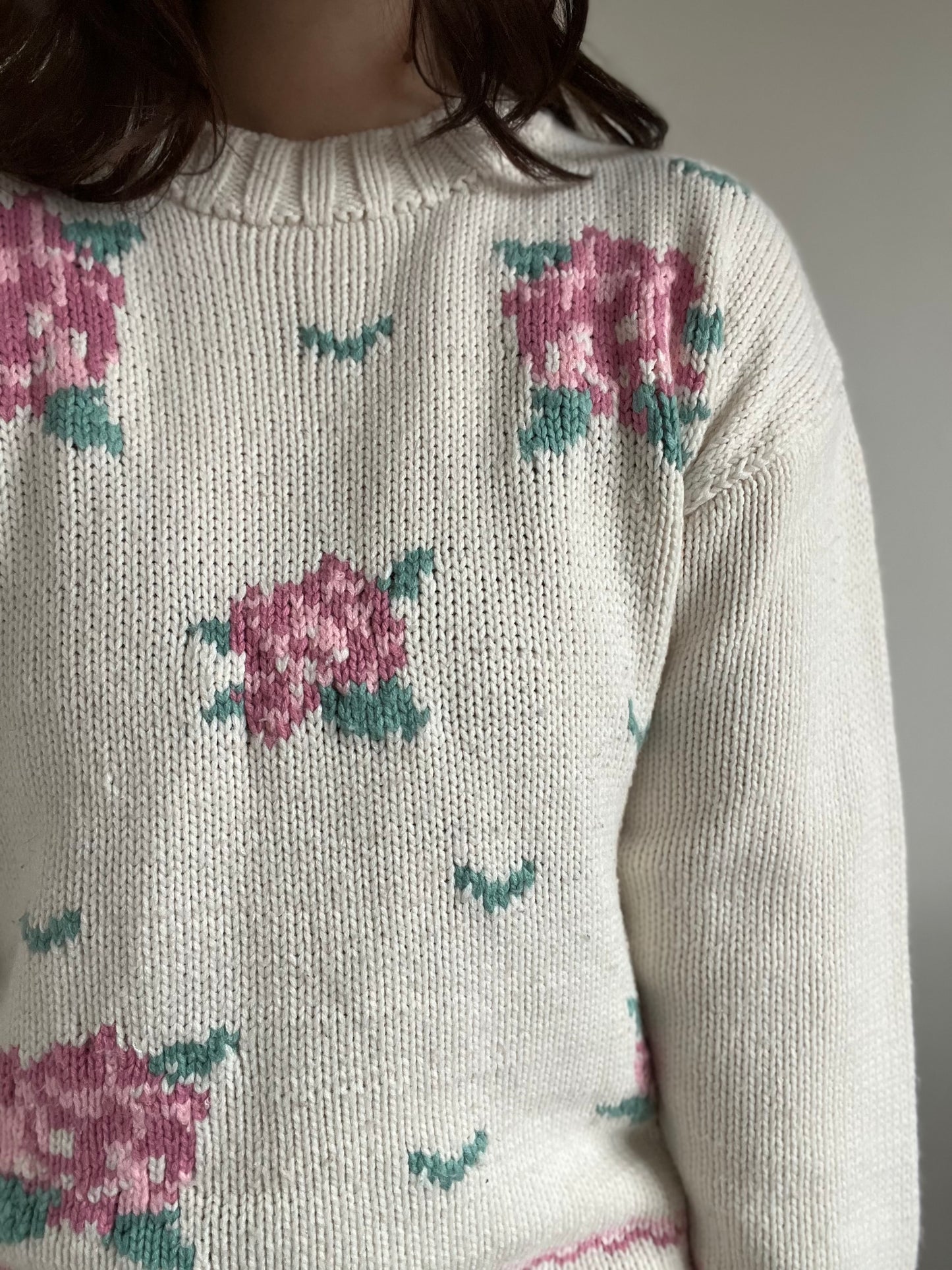 Soft Floral Knit Sweater - Size M