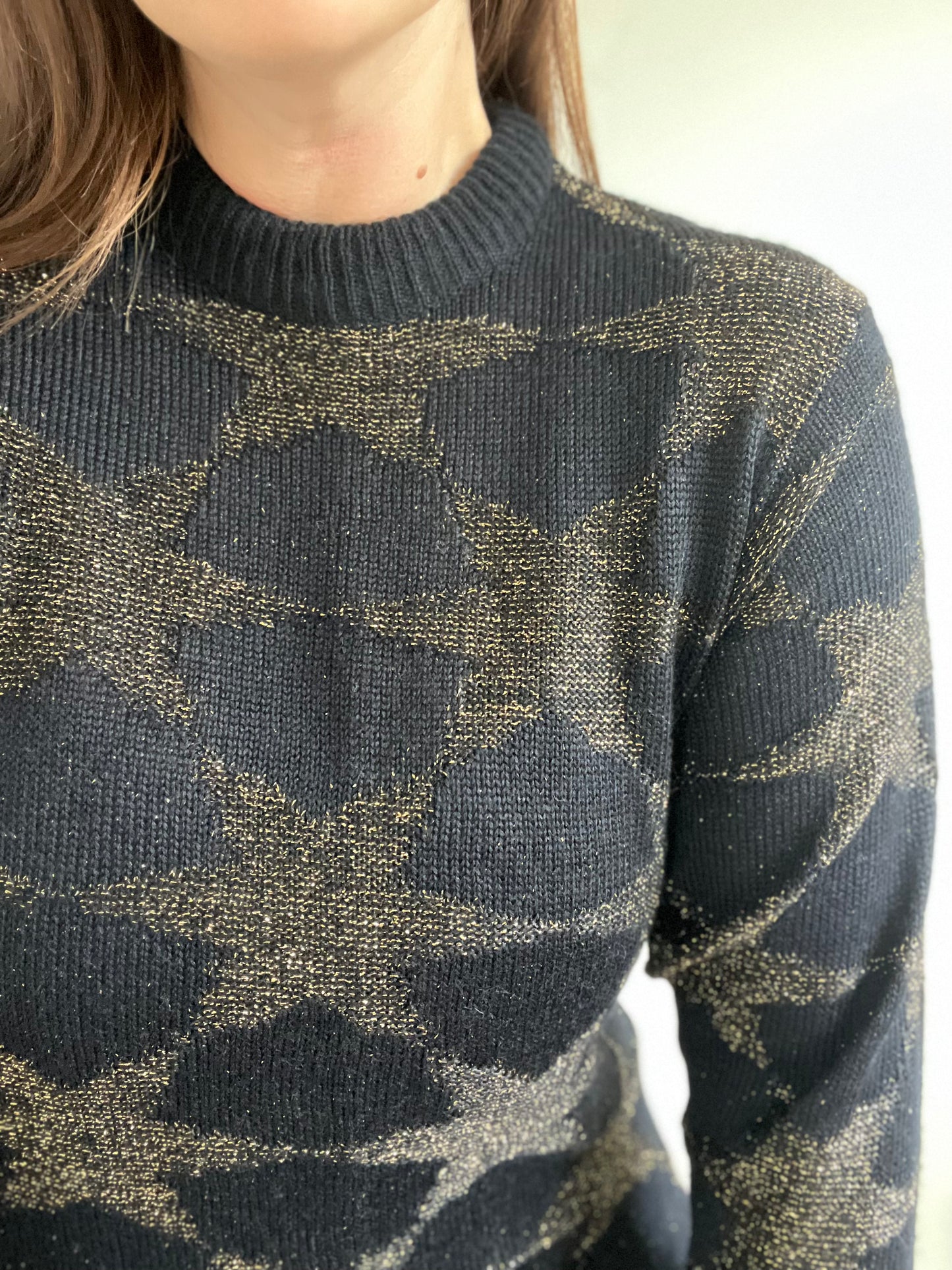 Gold Metallic Stars Sweater - XS/S
