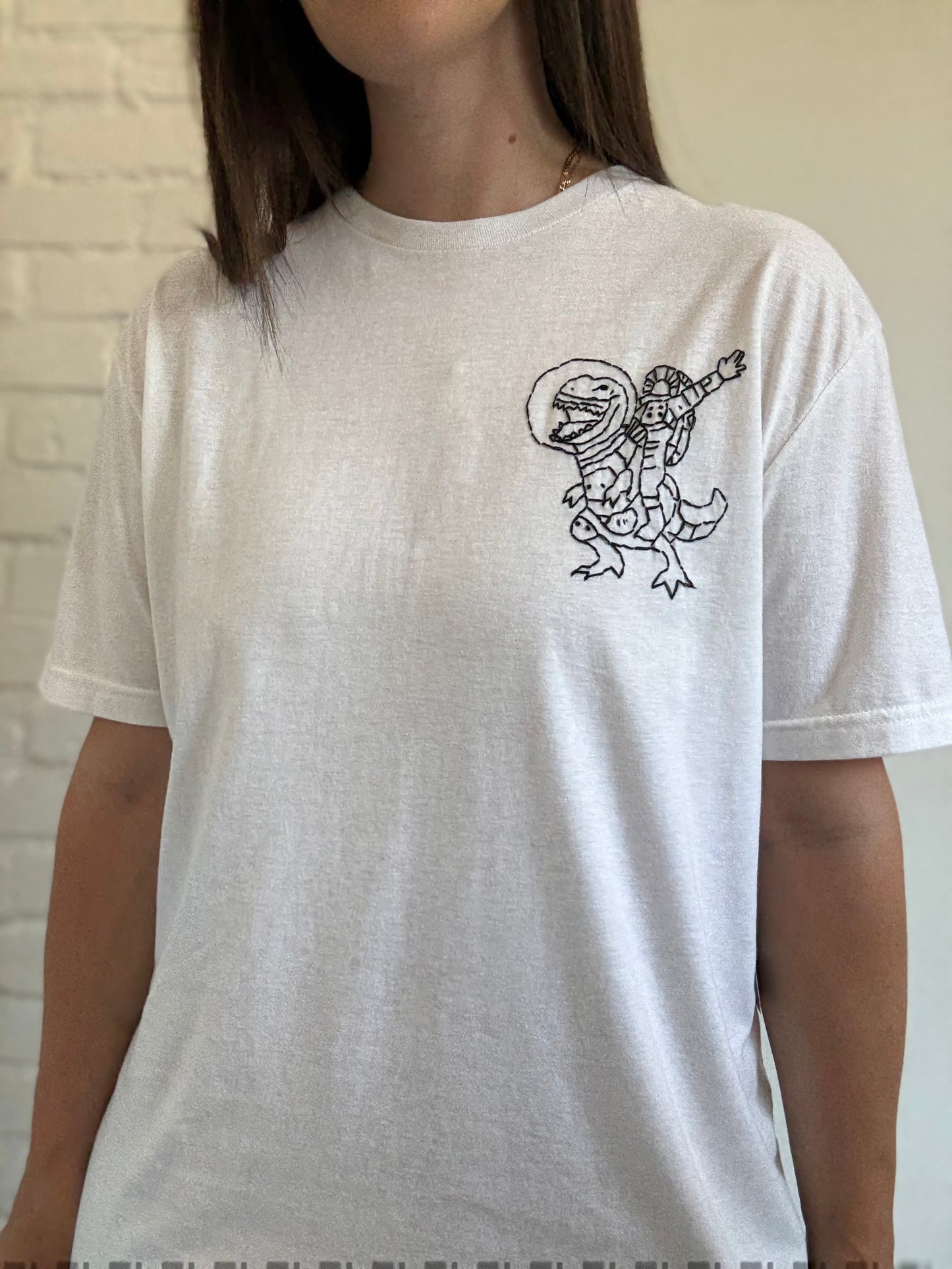 Astronaut Dinosaur Stitch T-Shirt - Size L (Unisex)