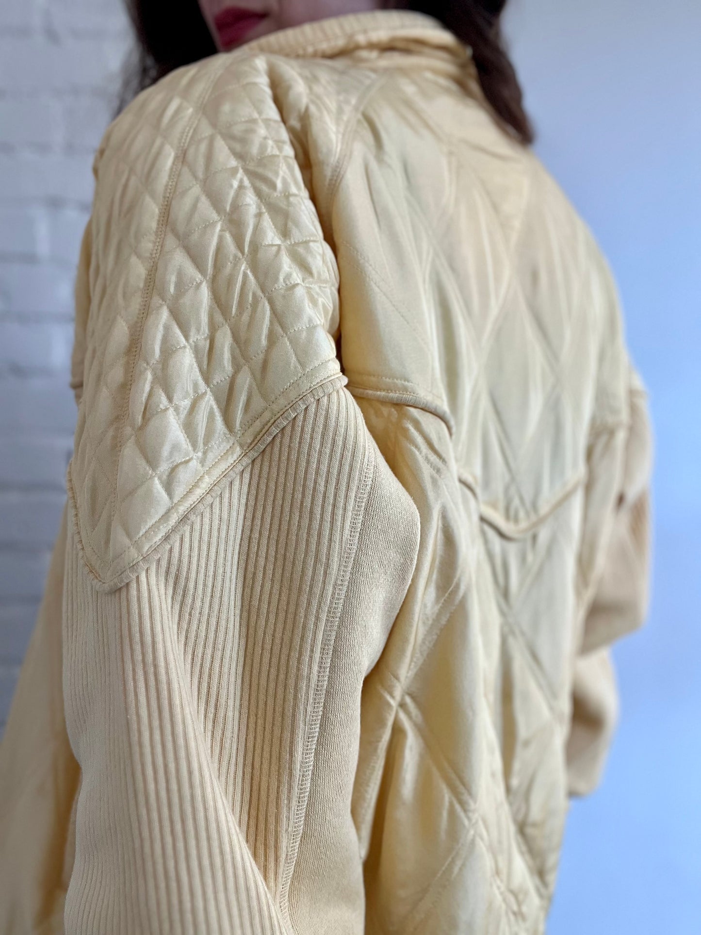 Yellow Silk Bomber Jacket - Sz. L