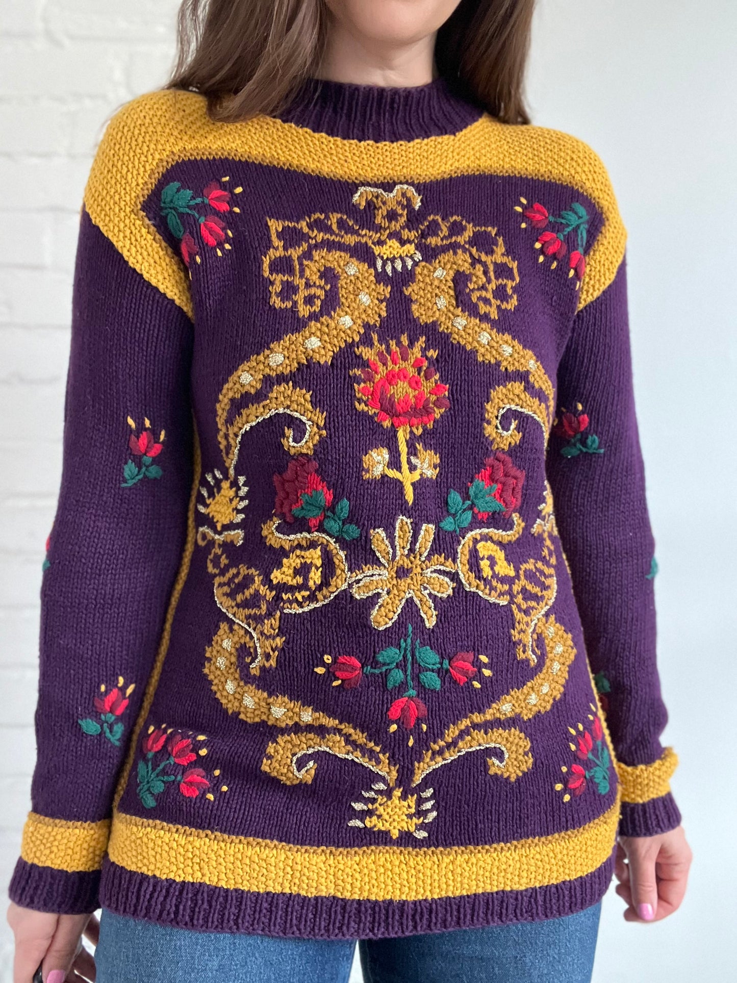 Multicoloured Hand-Knit Sweater - M