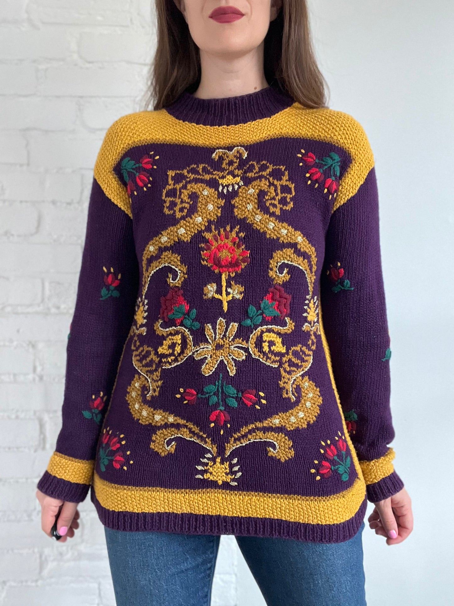 Multicoloured Hand-Knit Sweater - M