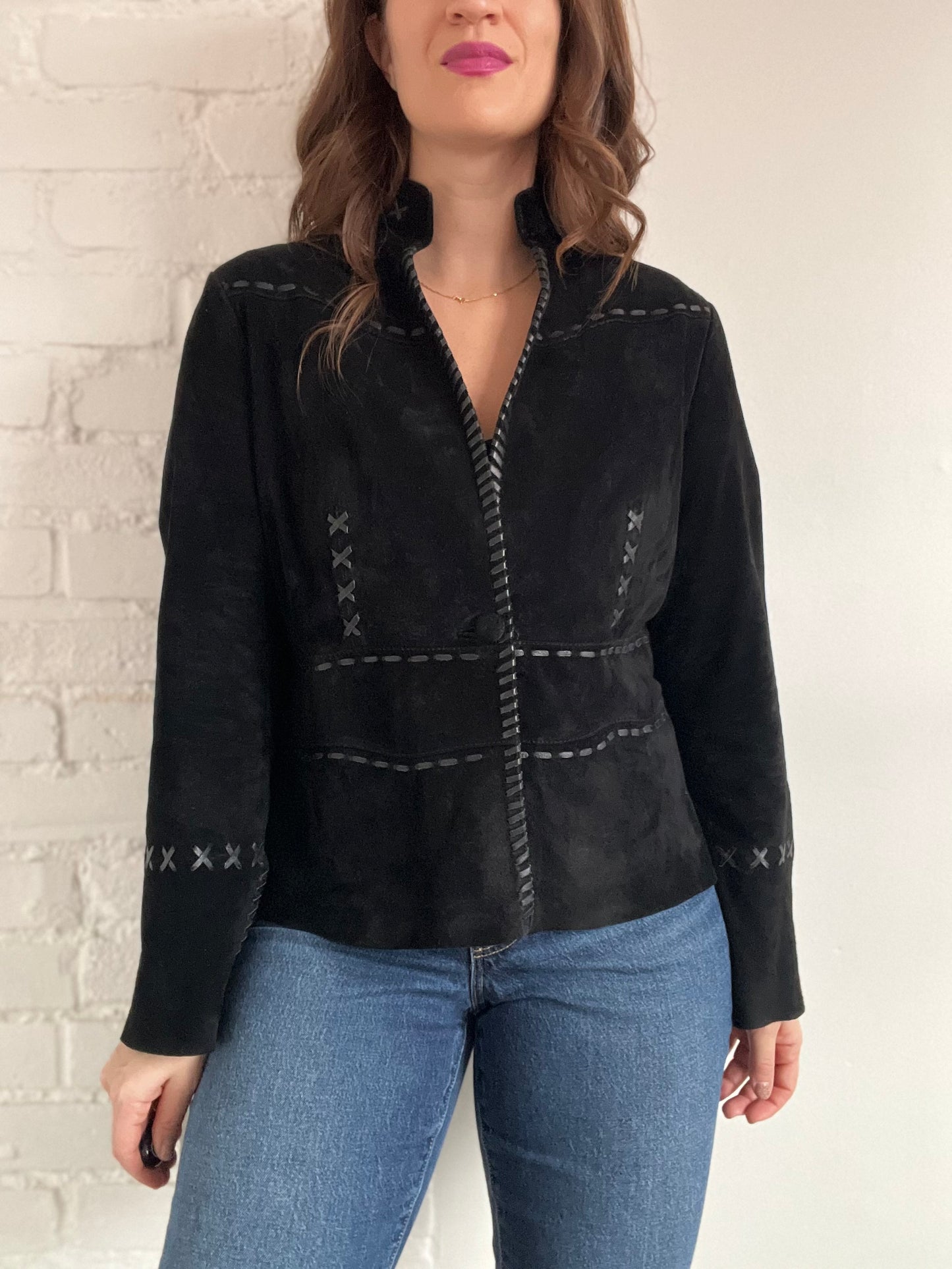 Western Black Suede Jacket - L