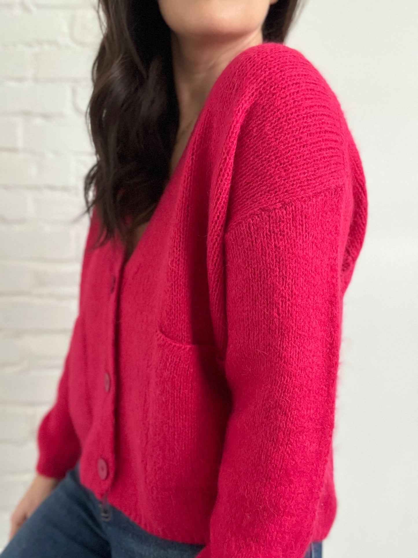 Chunky Pink Wool Cardigan - M/L