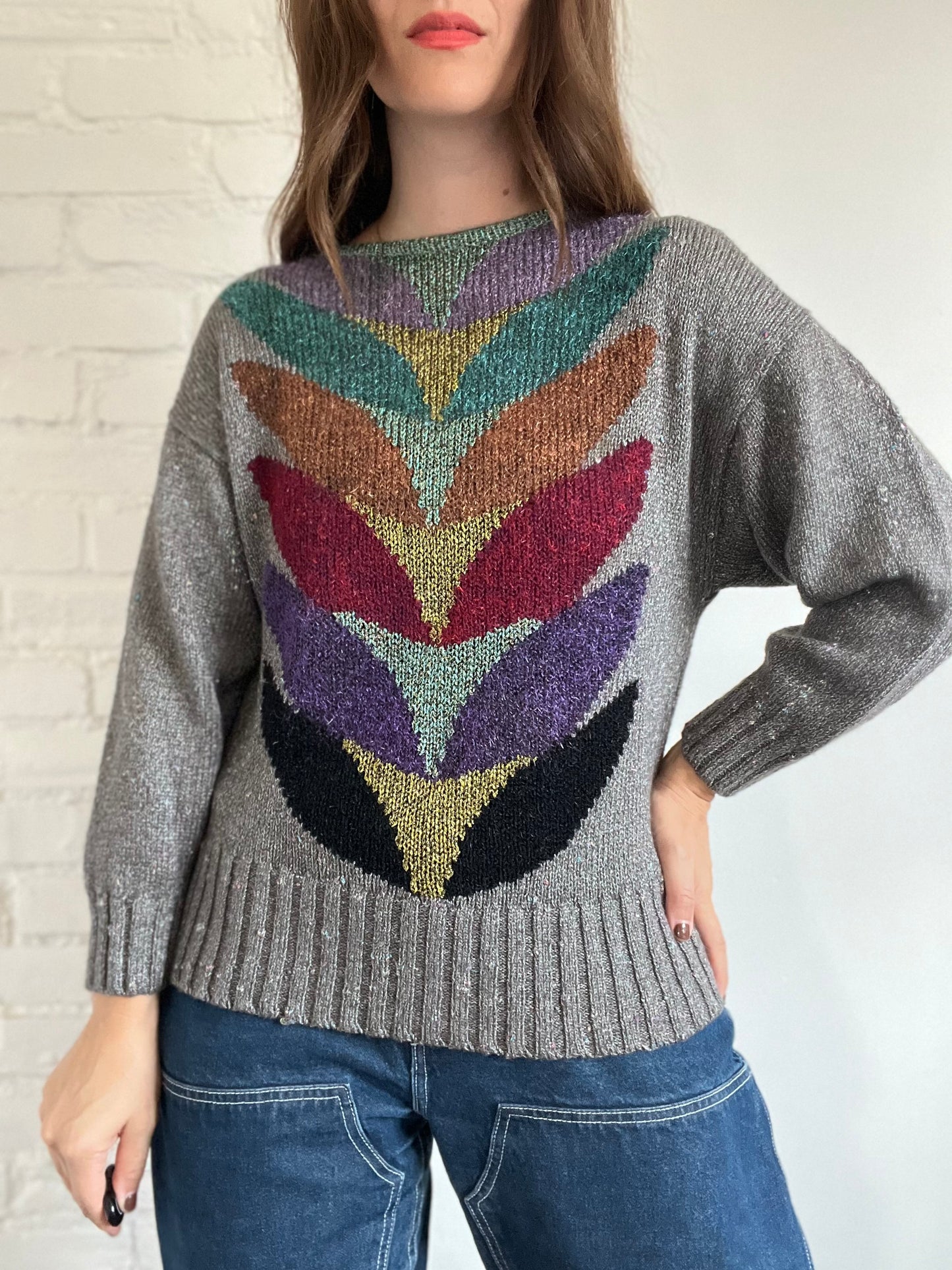 Metallic Colourful Knit Sweater - Size M