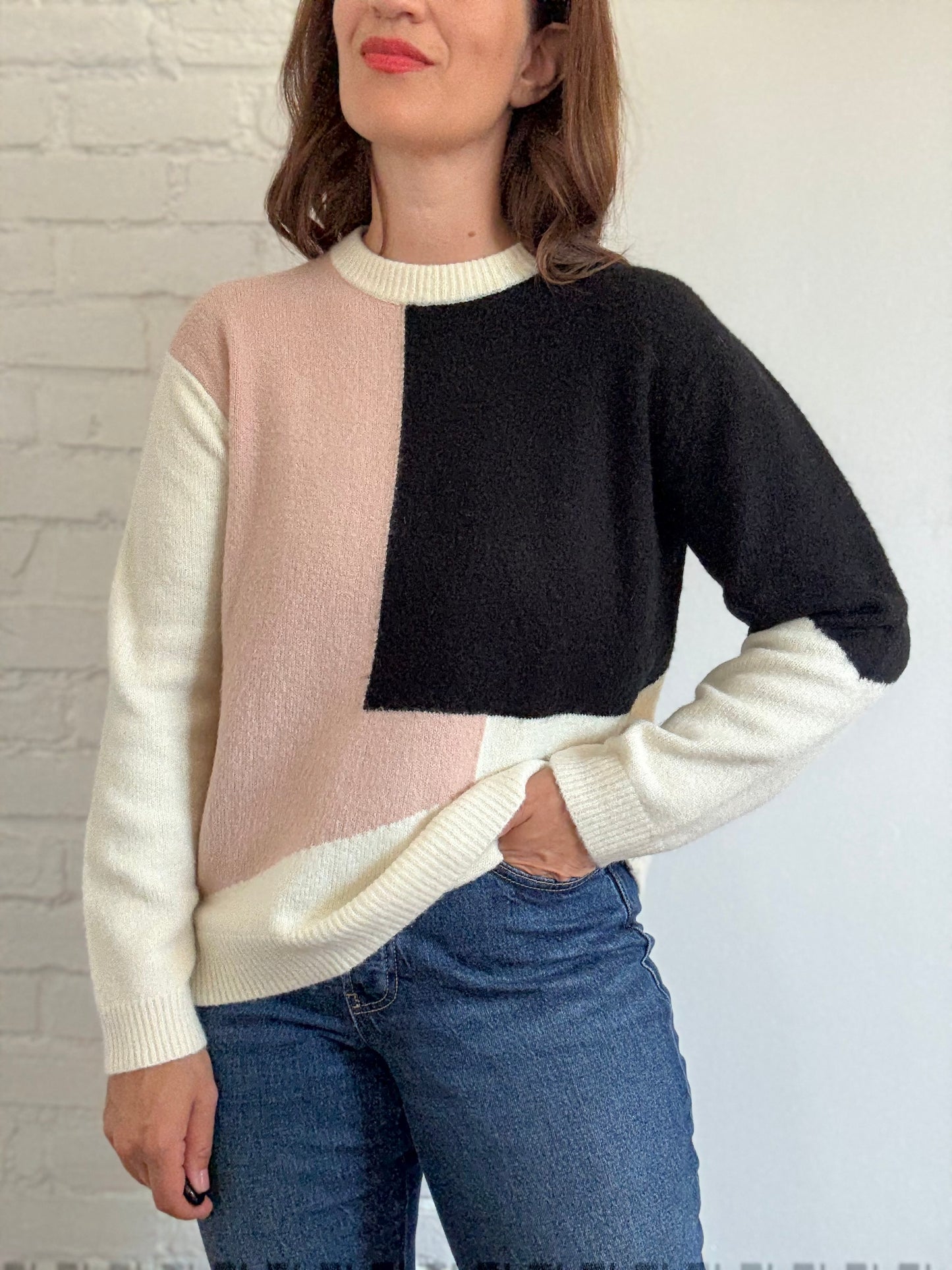 Oak + Fort Cozy Geometric Sweater - Size S (oversized)