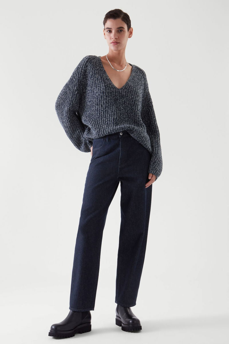 COS Ribbed V-Neck Jumper - S (oversized)