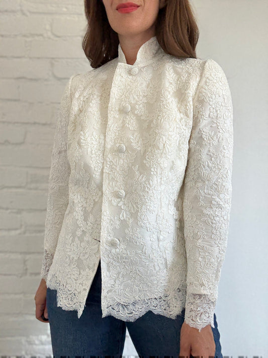 White Scalloped Lace Jacket - Size S/M